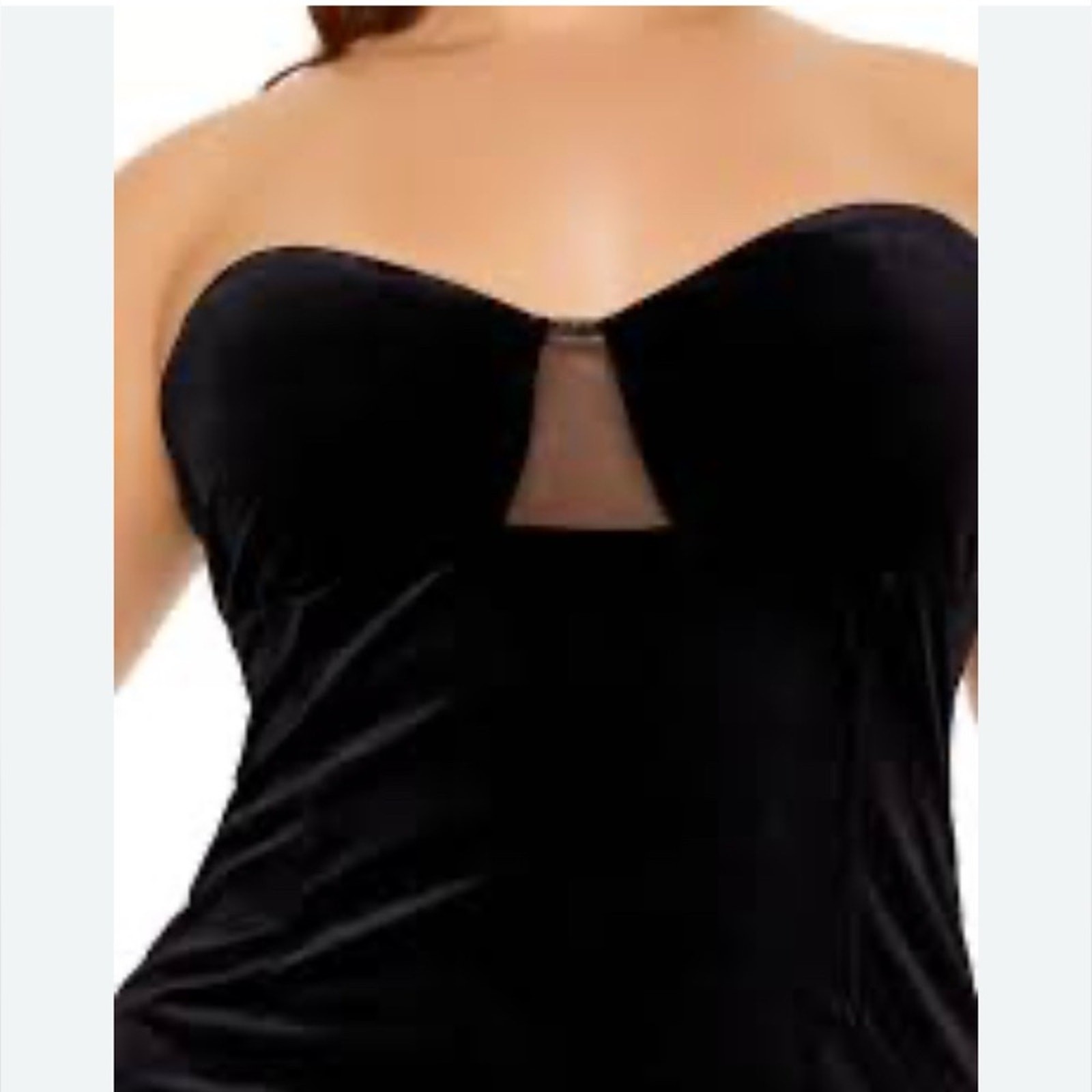 Forever 21 Black Strapless Velour Bodycon Muni Tube Party Dress size Medium New