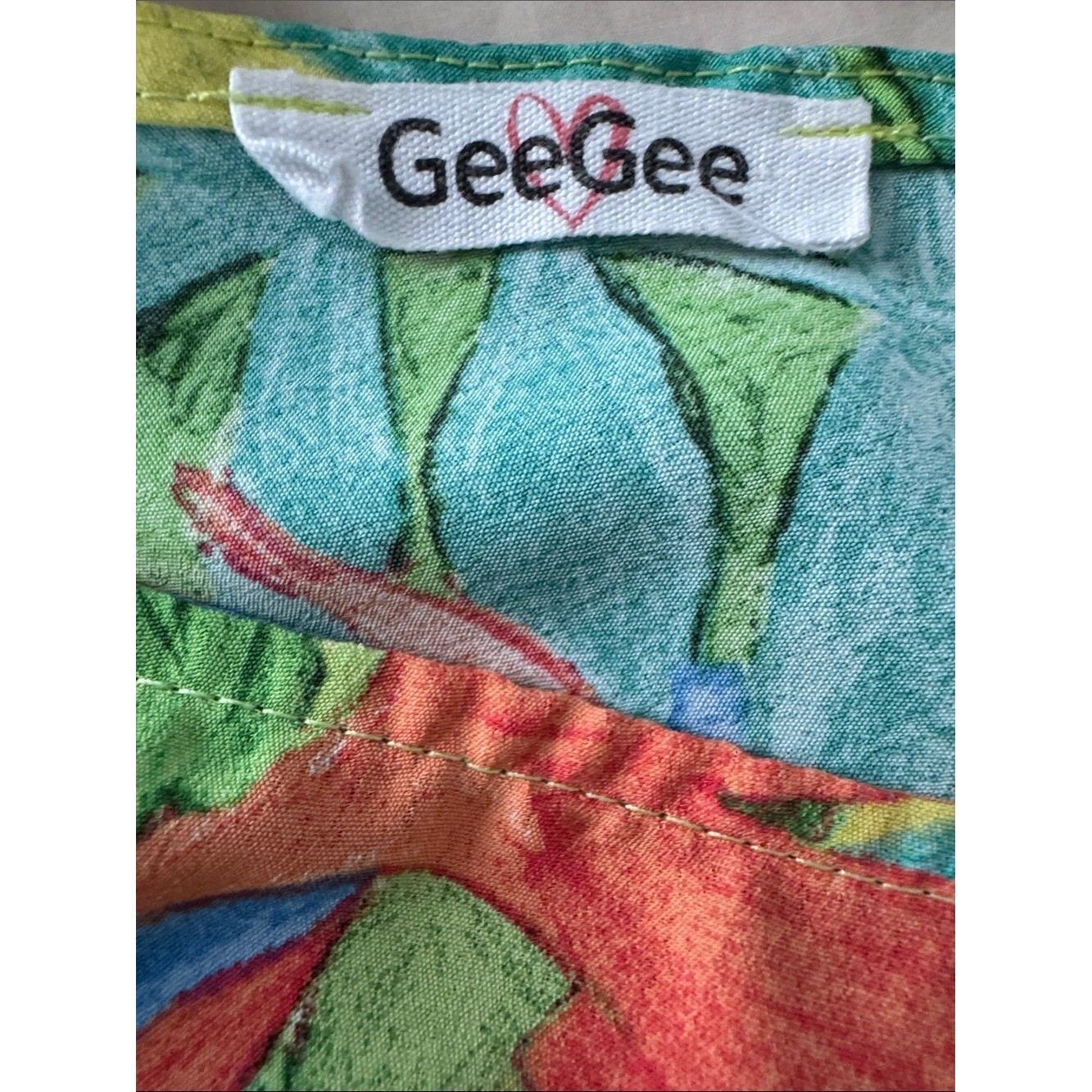 GeeGee Tropical Leaf Print Sundress Vibrant Summer Boutique Resortwear EUC in S