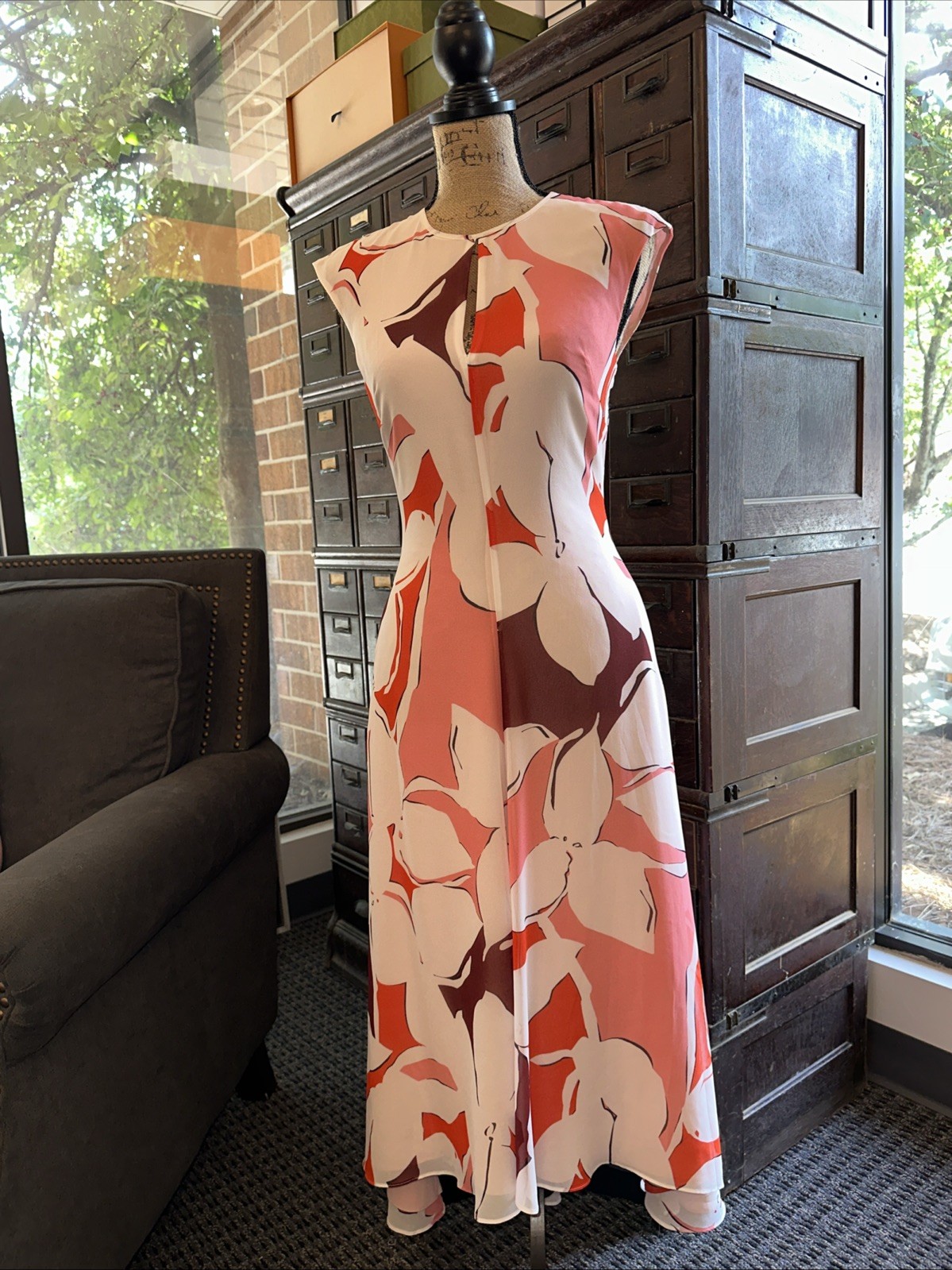 Reiss Becci Floral Midi Dress Red Pink Ivory Size 2 NWT Retail $265.00 **SALE**