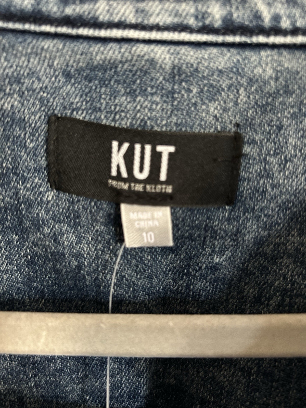 KUT medium wash denim dress collar size 10