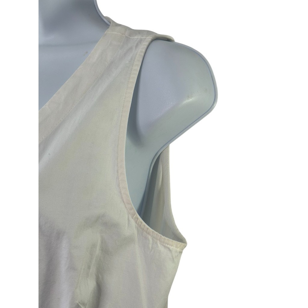 Ann Taylor Loft White Cotton Blend Sleeveless Shirtdress Women’s Size 8 Pockets