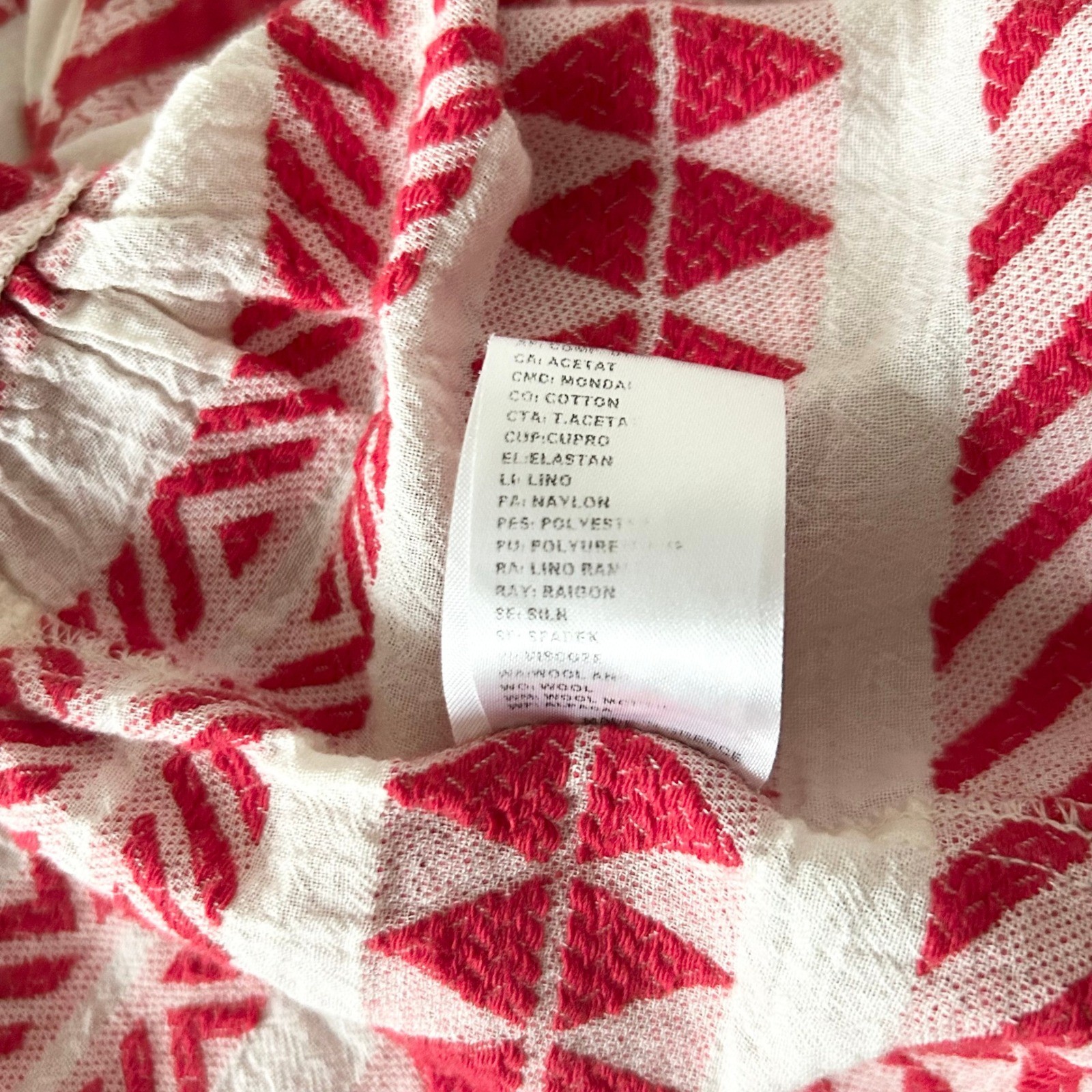 Devotion Twins Ella Red White Embroidered Jacquard Tiered Mini Dress XS