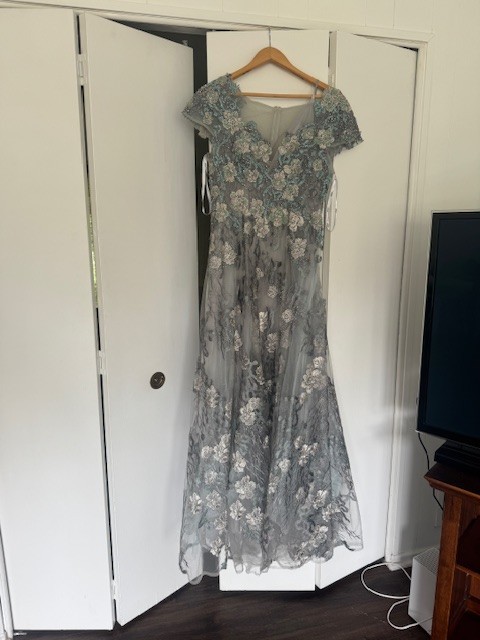MAC DUGGAL 20294 FLORAL EMBROIDERED EMEBELLISHED SHORT SLEEVE SEAMIST GOWN 8