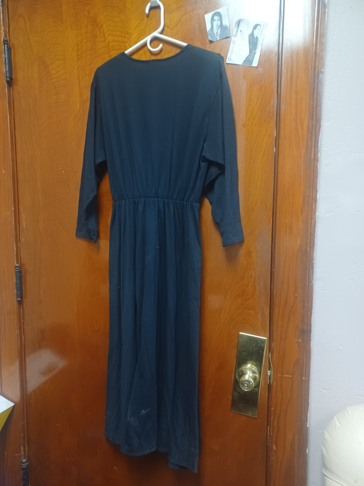 Sa’sa LTD. Black Long Sleeve Long Western Fringe Beaded Studded V Neck Dress SM
