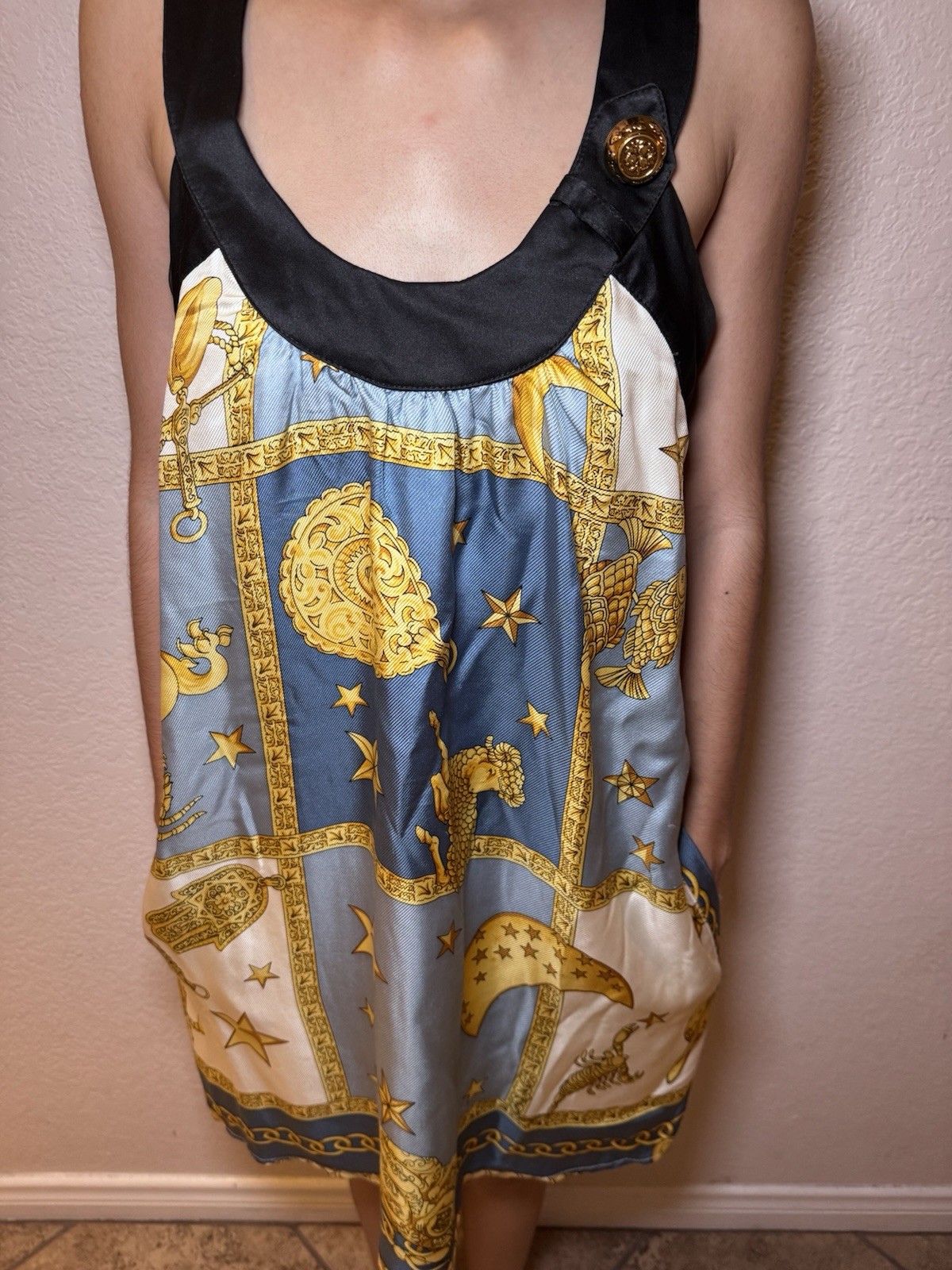 VOOM Joy Han Silk Spiritual Lucky Horoscope Zodiac Universe Tarot Slip Dress S