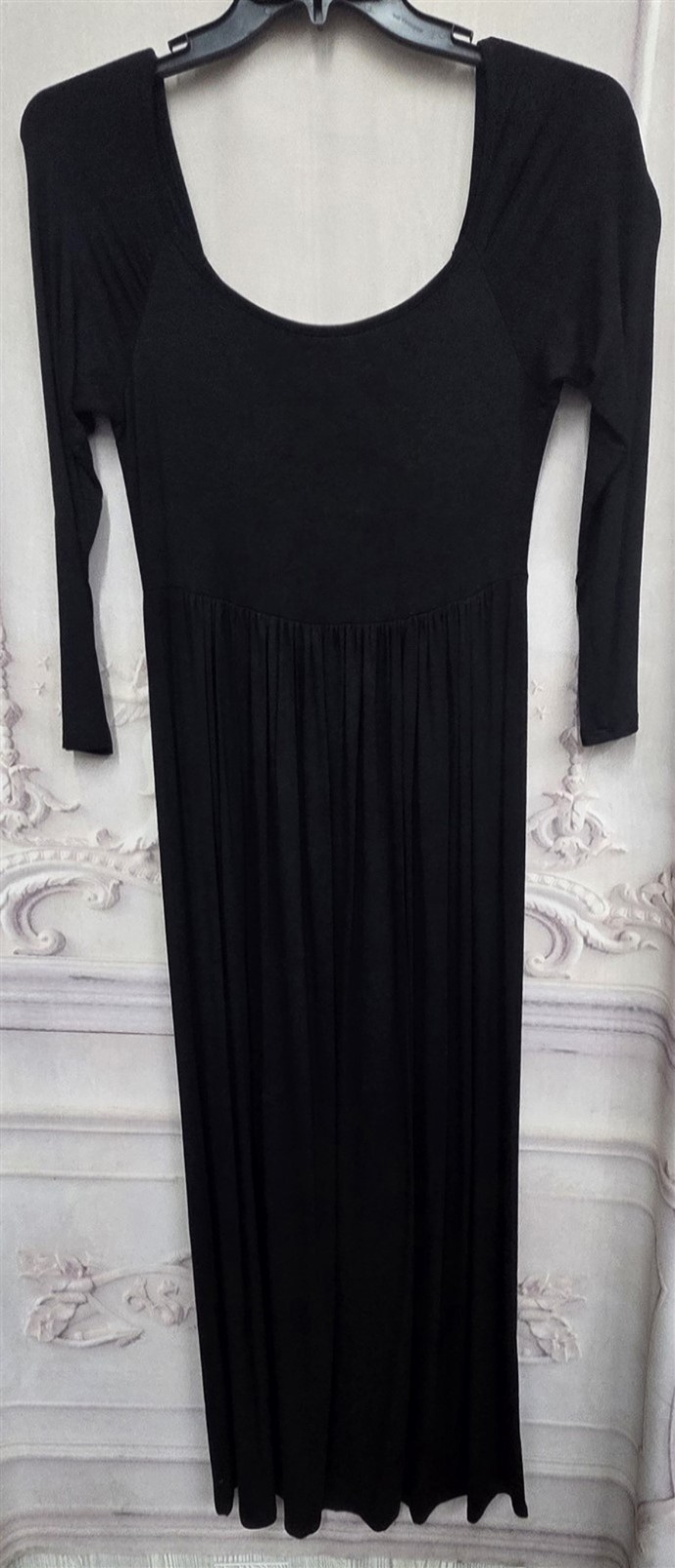 NEW 24seven Comfort Apparel M Off Shoulder Empire Waist Maxi Dress Black