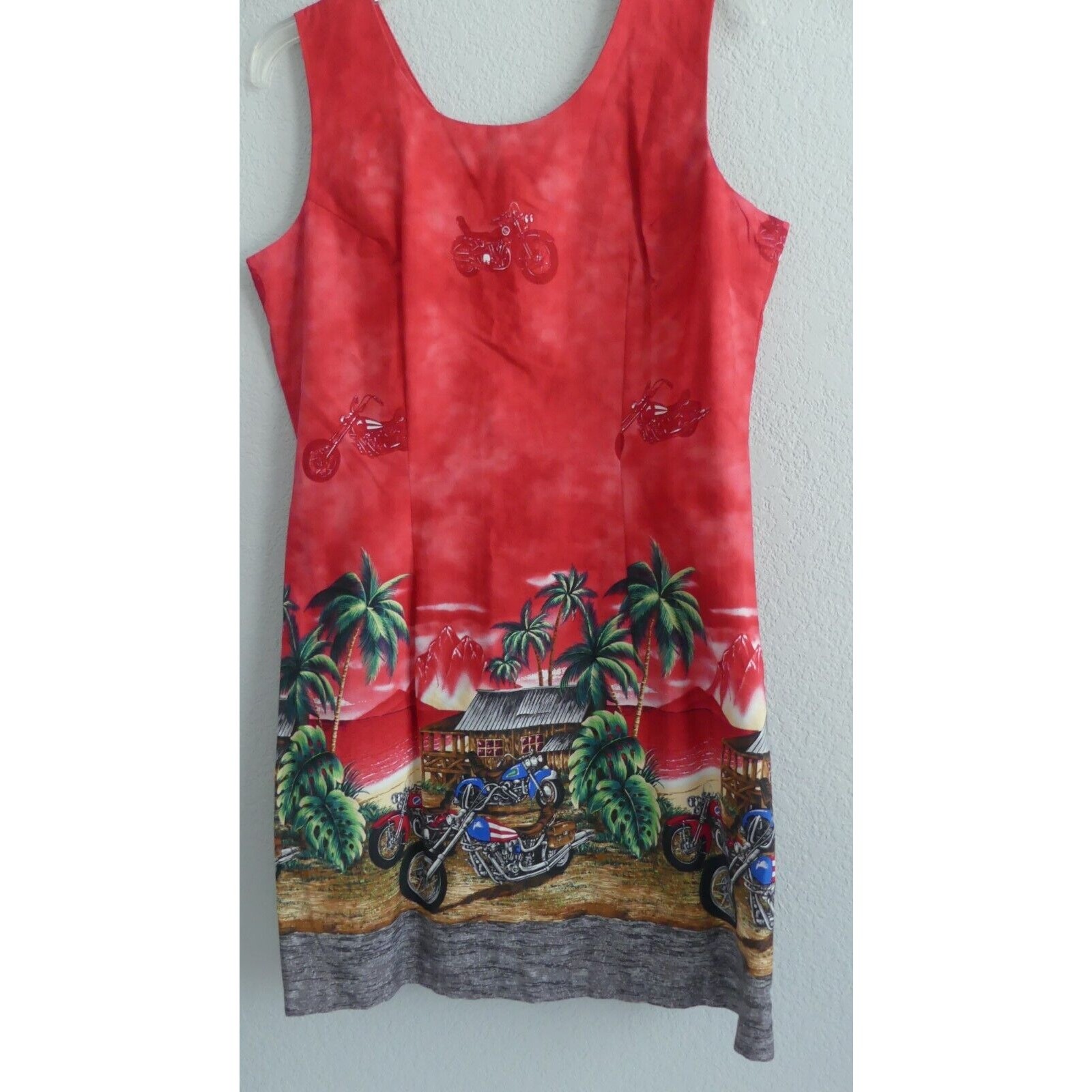 KY’s Hawaii Motorcycle Sundress Large Chopper Tropical Graphic Vintage