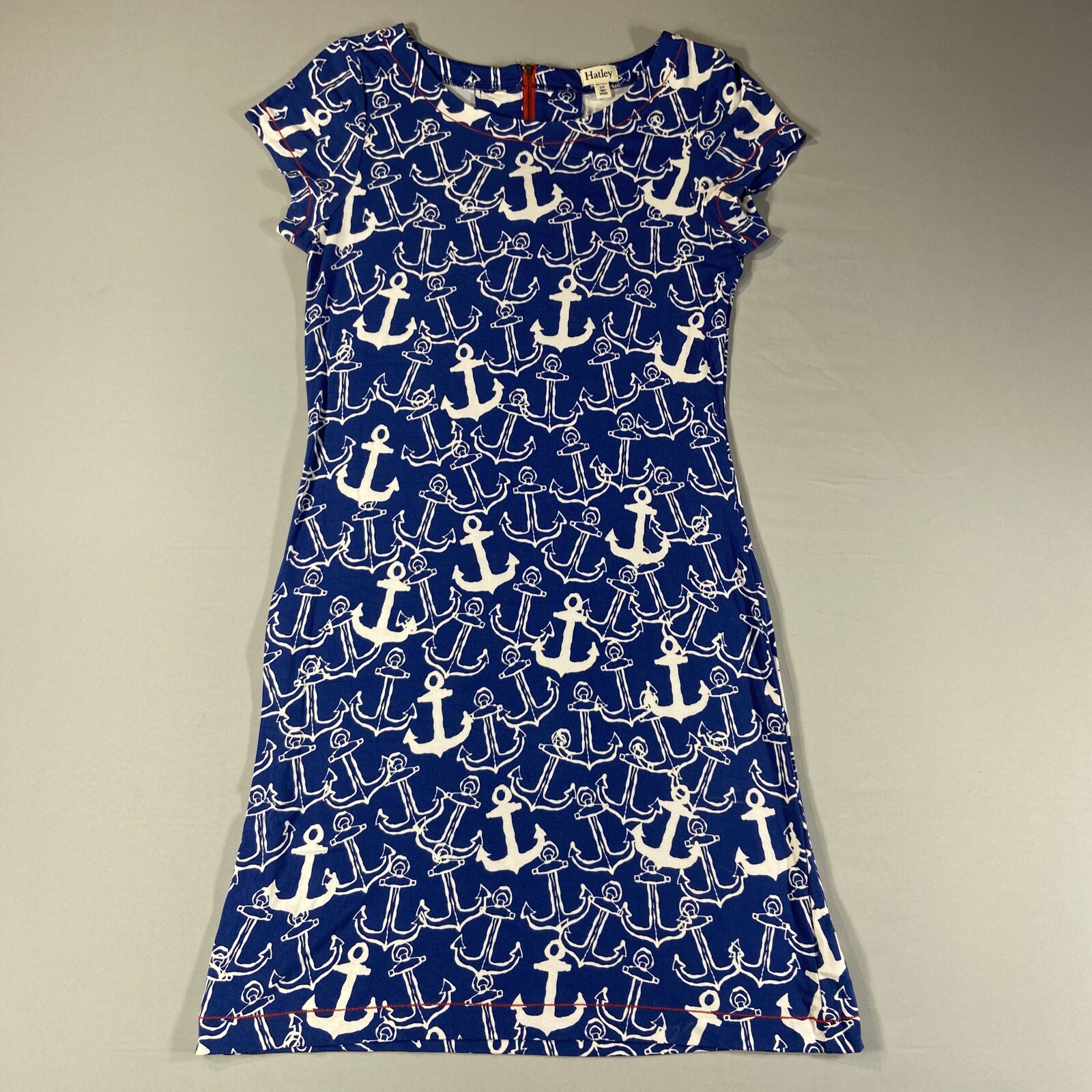 HATLEY T-Shirt Dress Size SMALL Sapphired Painted Anchors blue and white #A