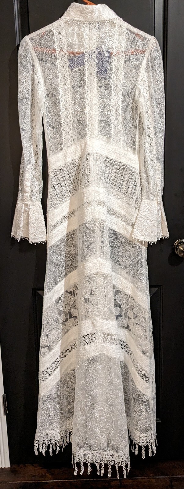 Leo & Lin Juno Poly & Silk Button Down Lace Dress White Long Sleeve Size 6 – NWT