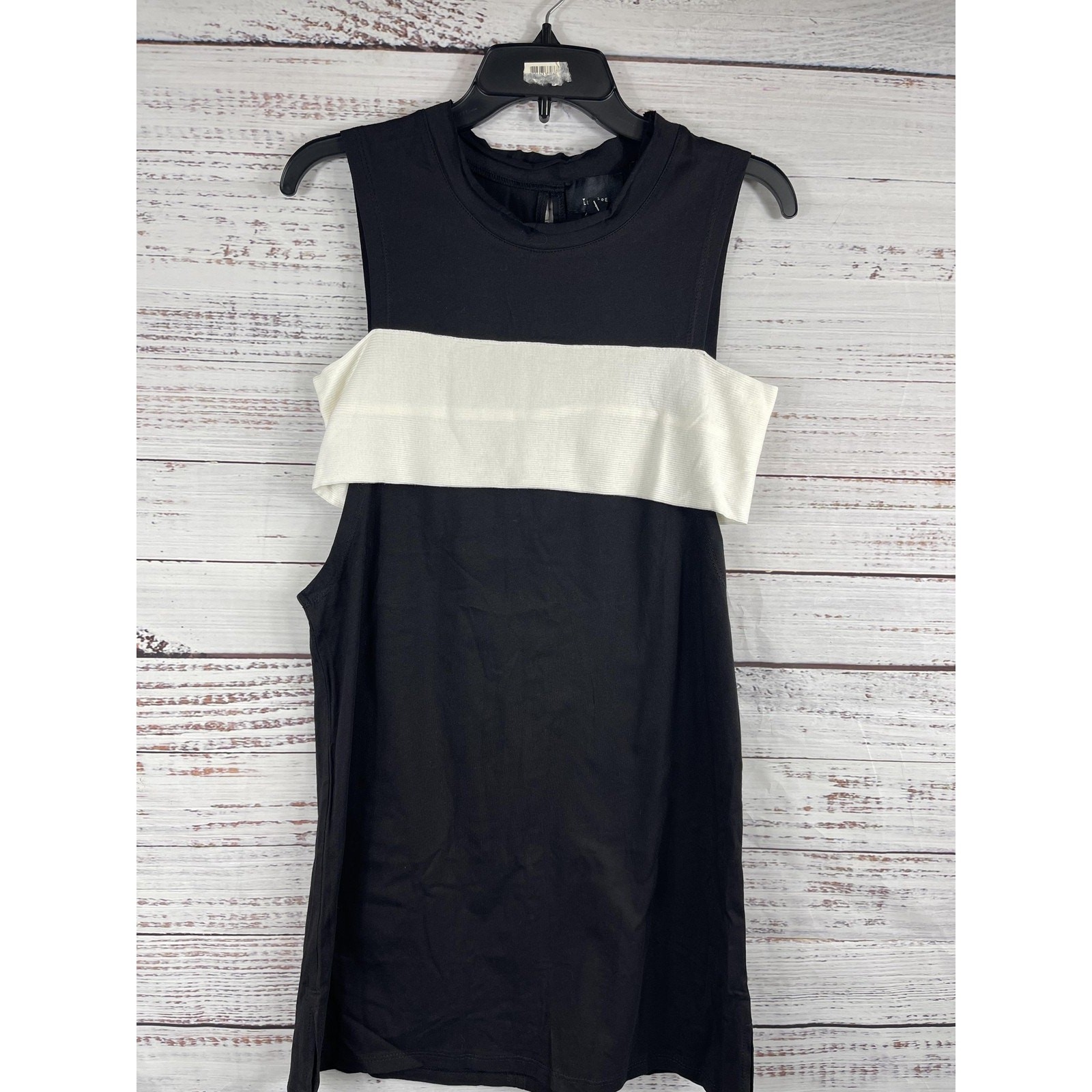 Lumiere Dress Women’s SZ S Black White Sleeveless Shift Mini Modern Contrast New
