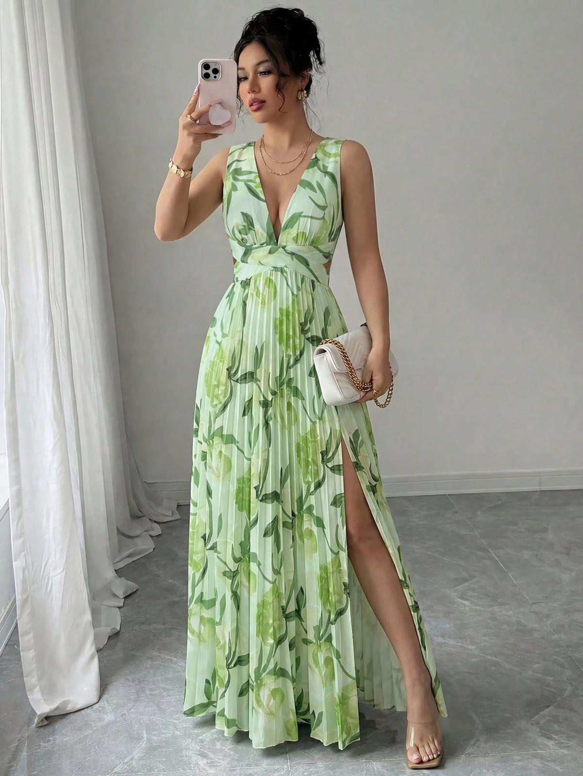 Elenzya Floral Sleeveless A Line Maxi Dress