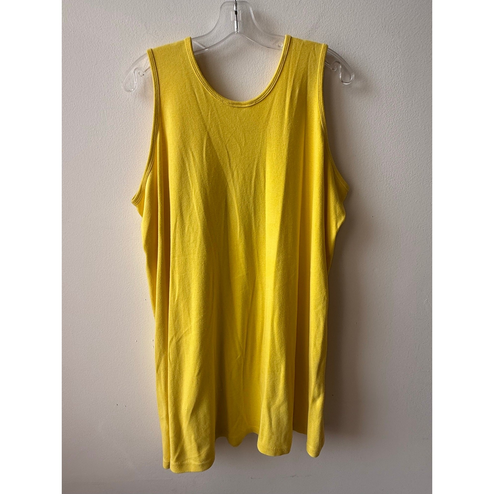 Vtg 90s Embroidered Yellow Oversized Tank Top Shirt Dress Beach Coverup Turtle L