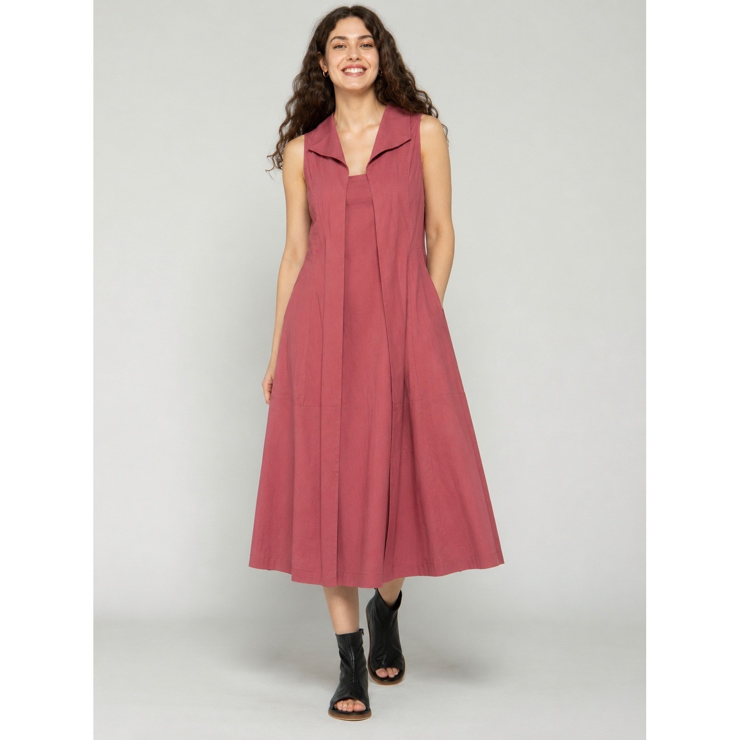 LUUKAA Sculptural Vest Meets Dress Size US 10 Dry Rose Lagenlook Avant Garde