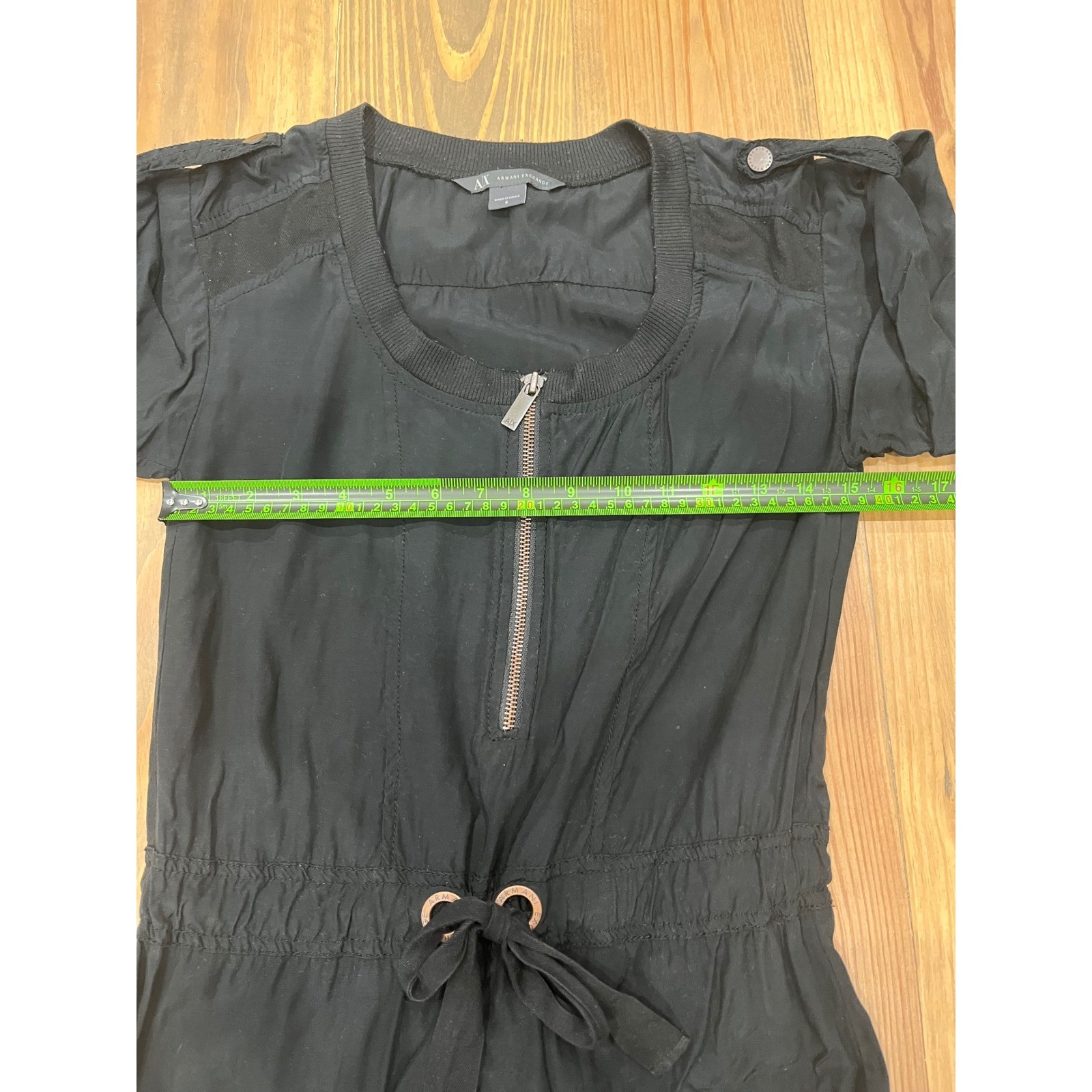 Armani Exchange Black Utility Style Front Drawstring Waist Dress Women’s Size 0