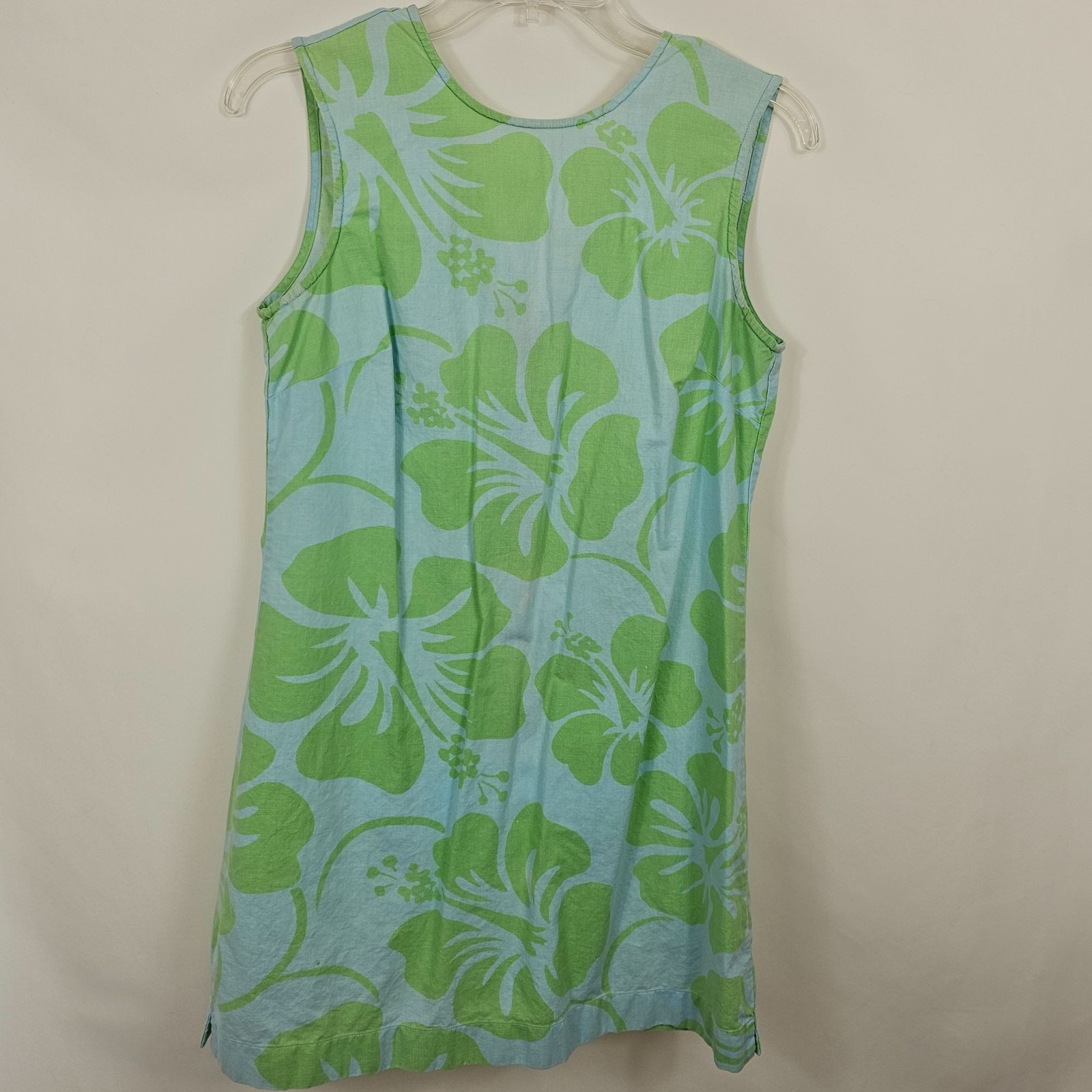 J.Crew Shift Dress Womens 4 Blue Green Tropical Hibiscus Floral Mini Cotton