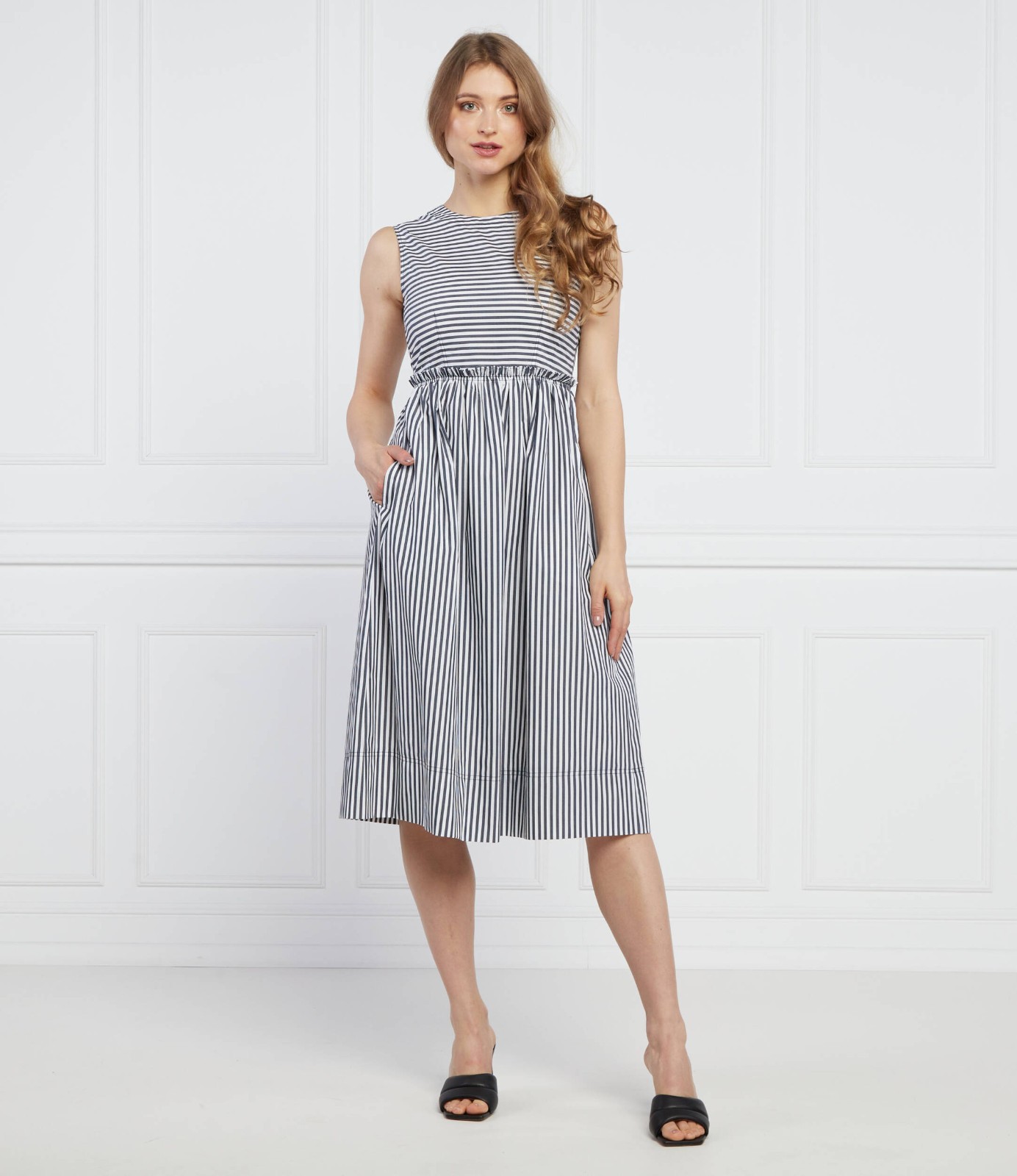NEW Marella Sport Italy by Max Mara Dress US 12 White & Grey Stripe