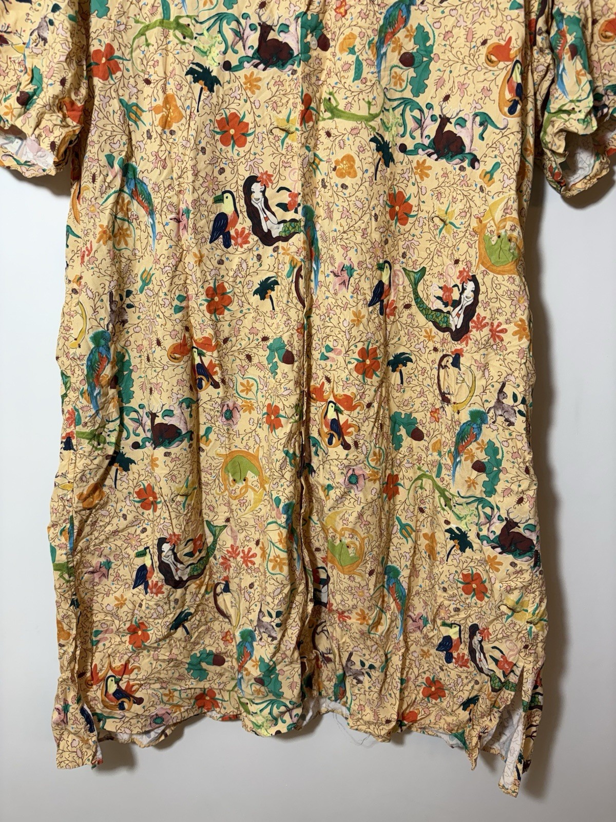 Tsumori Chisato x Niko and … Collab Shirt Dress Tropical Animals Nature Sz L