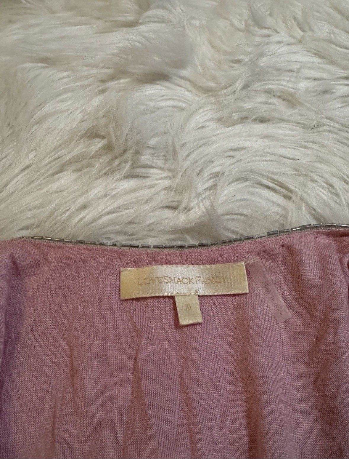 LoveShackFancy Meline Dress Raspberry Sparkle Size 10