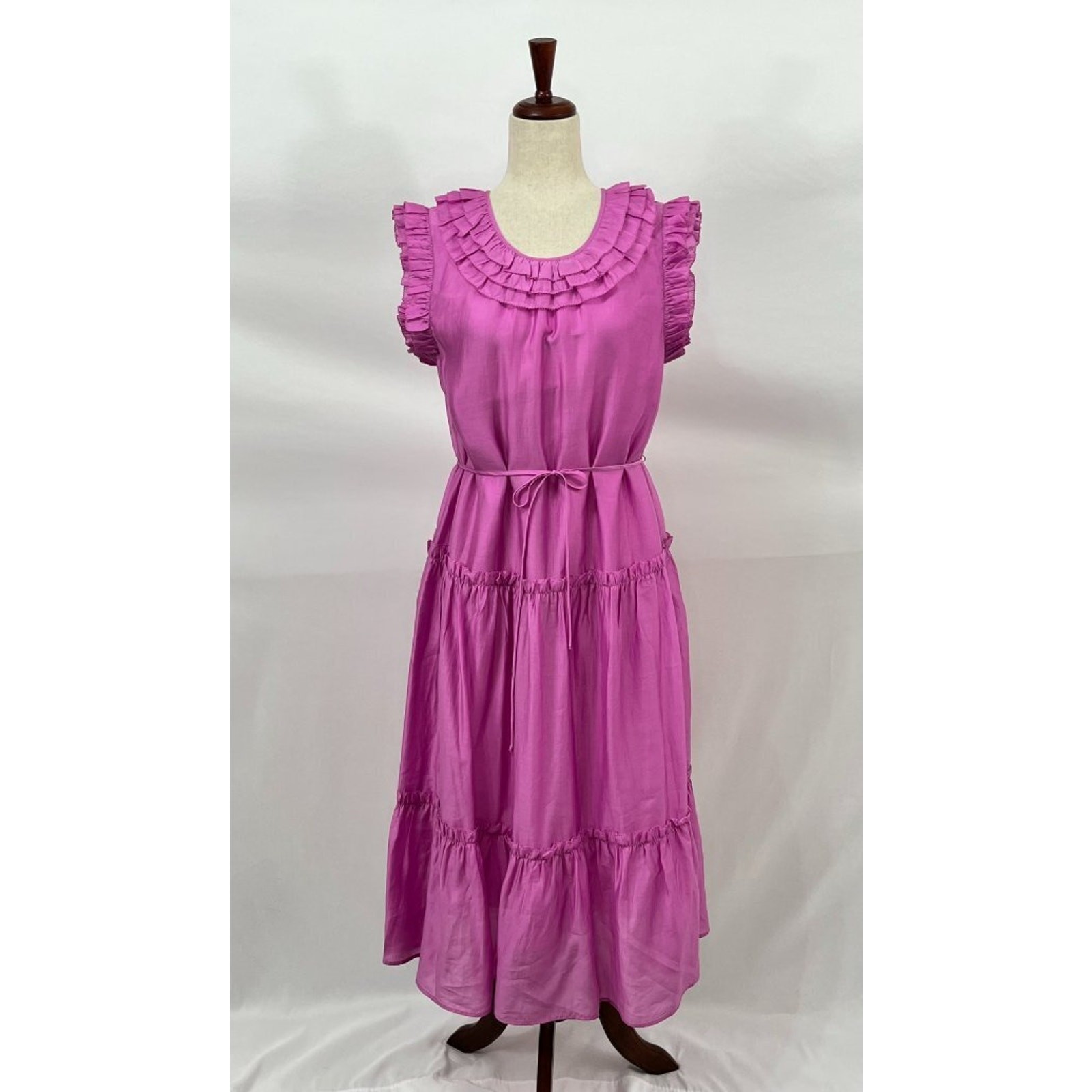 HUNTER BELL Sz S Small Davey Dress Magenta Pink Purple Maxi Ruffle