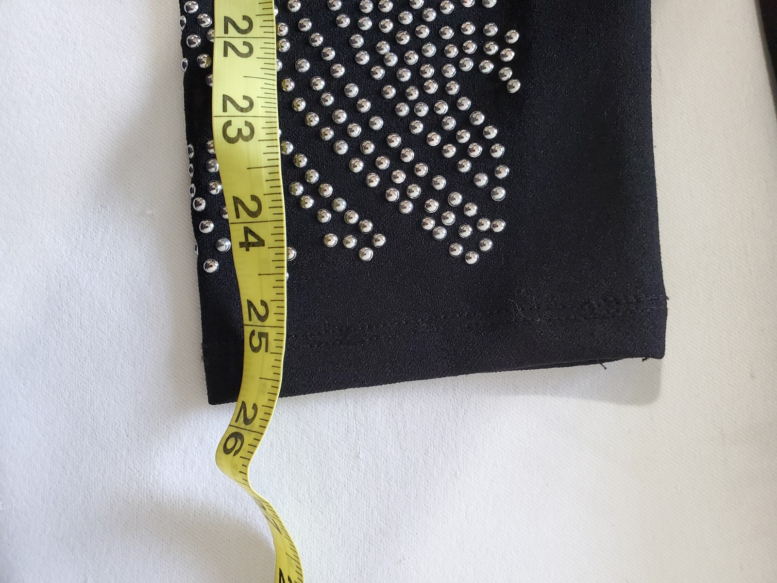 Revamped Elegant Black Beaded Silver Studded Dress Back Zip Long Sleeve XL *