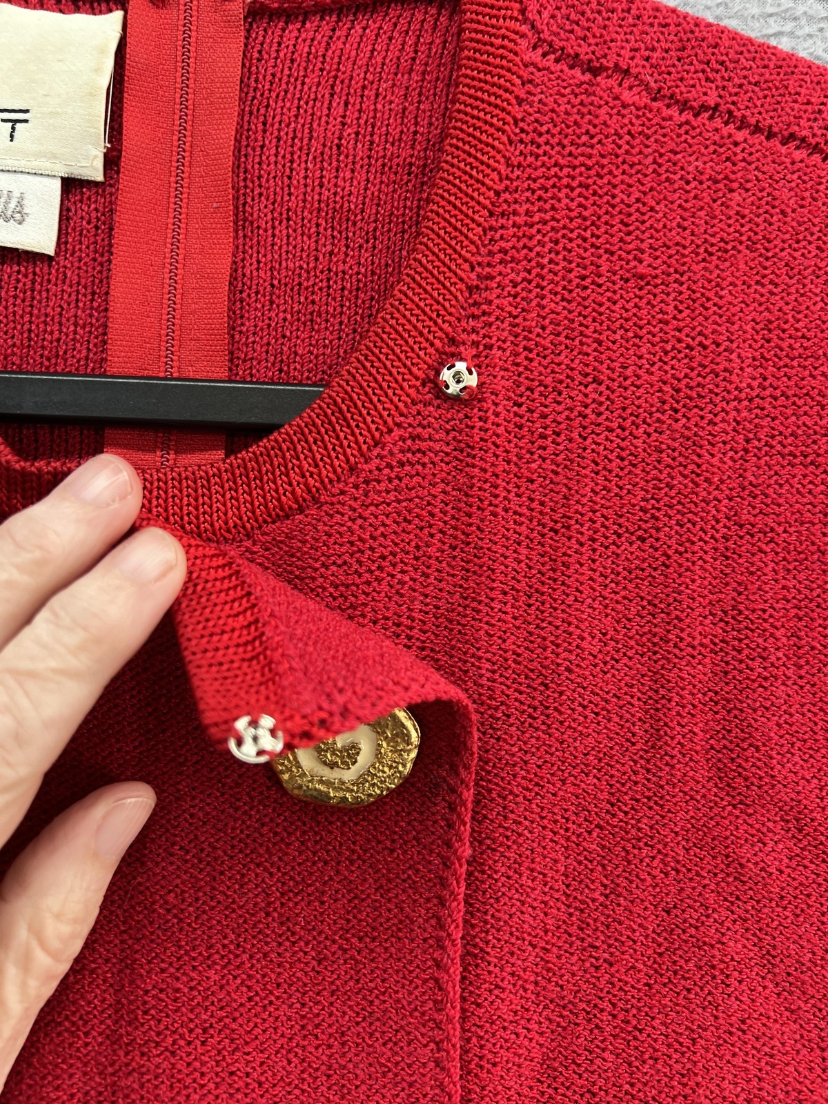 VINTAGE Steve Fabrikant Neiman Marcus Dress Petite Red Wool Knit Drop Waist 80s