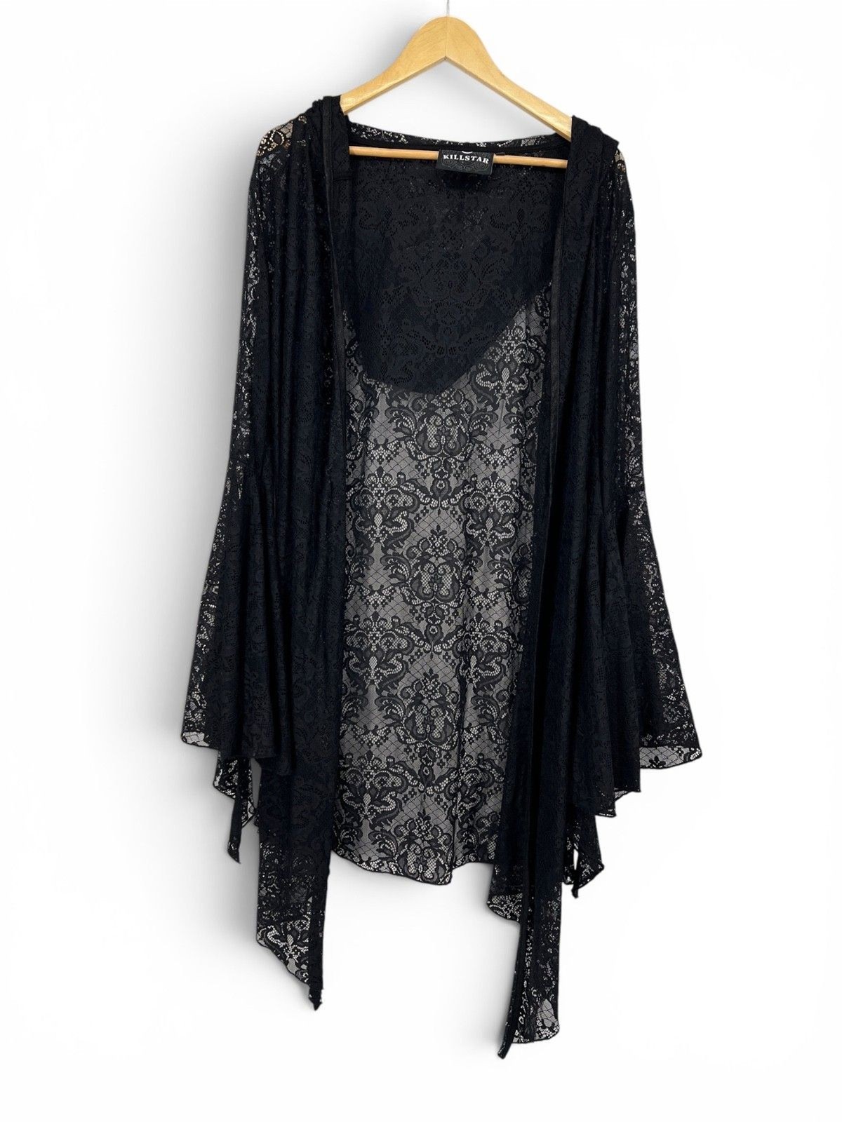 Killstar To Dust Kimono Sleeve Black Lace Dress Size XL Goth Witch Vampire