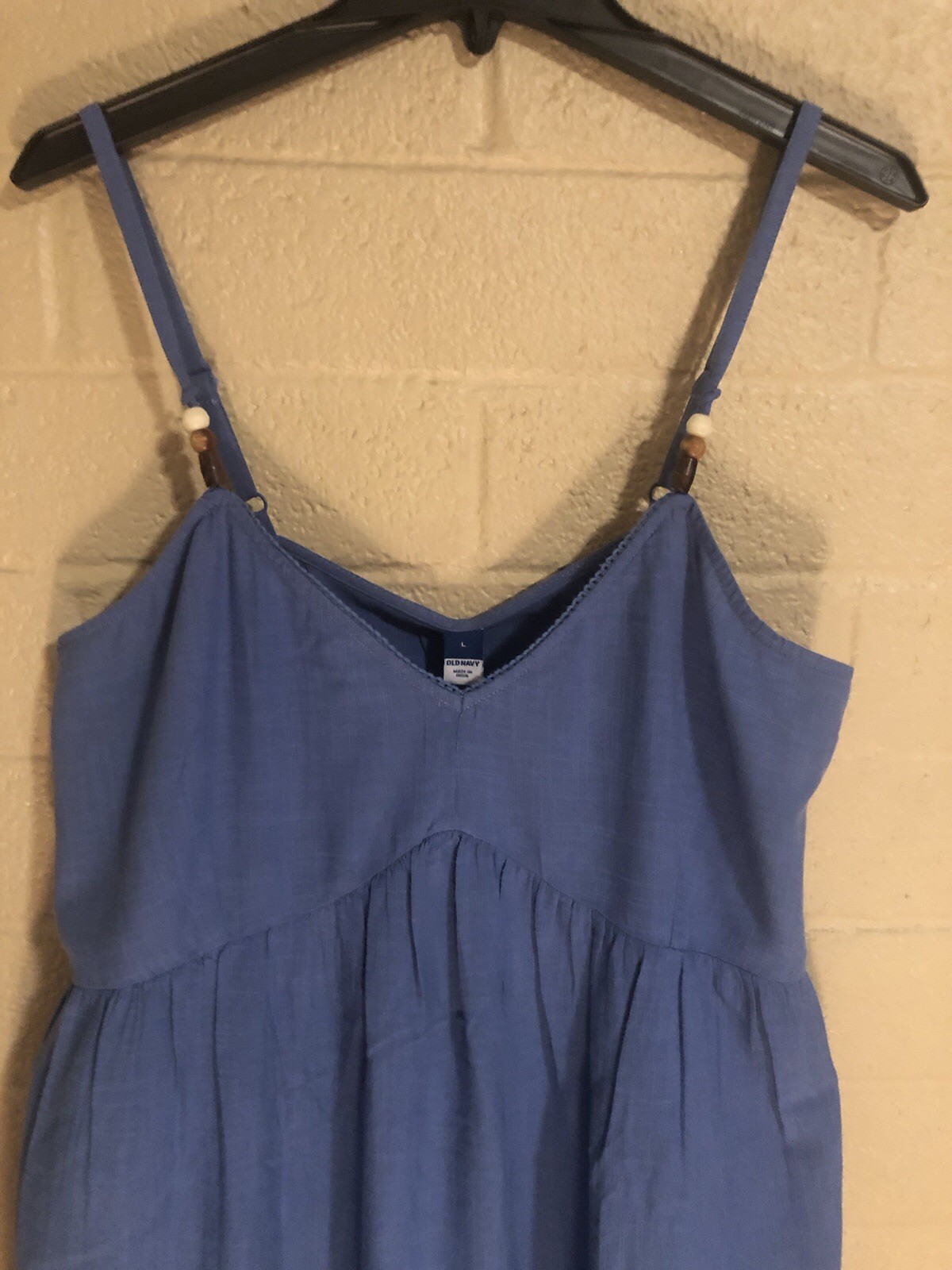 OLD NAVY size Large Chambray A-line Sundress, Blue Washable Cotton/Rayon blend