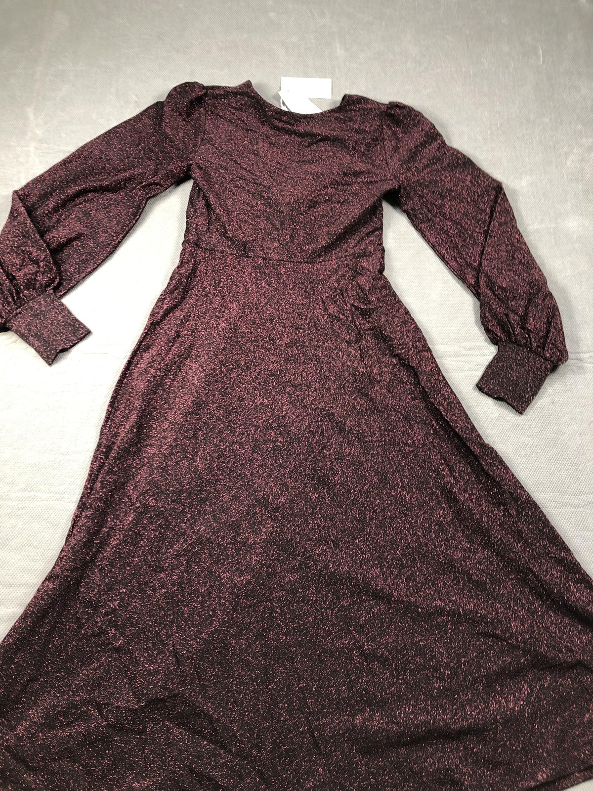 Boden Dress Womens 6 Purple V Neck Balloon Sleeve Glitter Fit Flare Maxi NWT