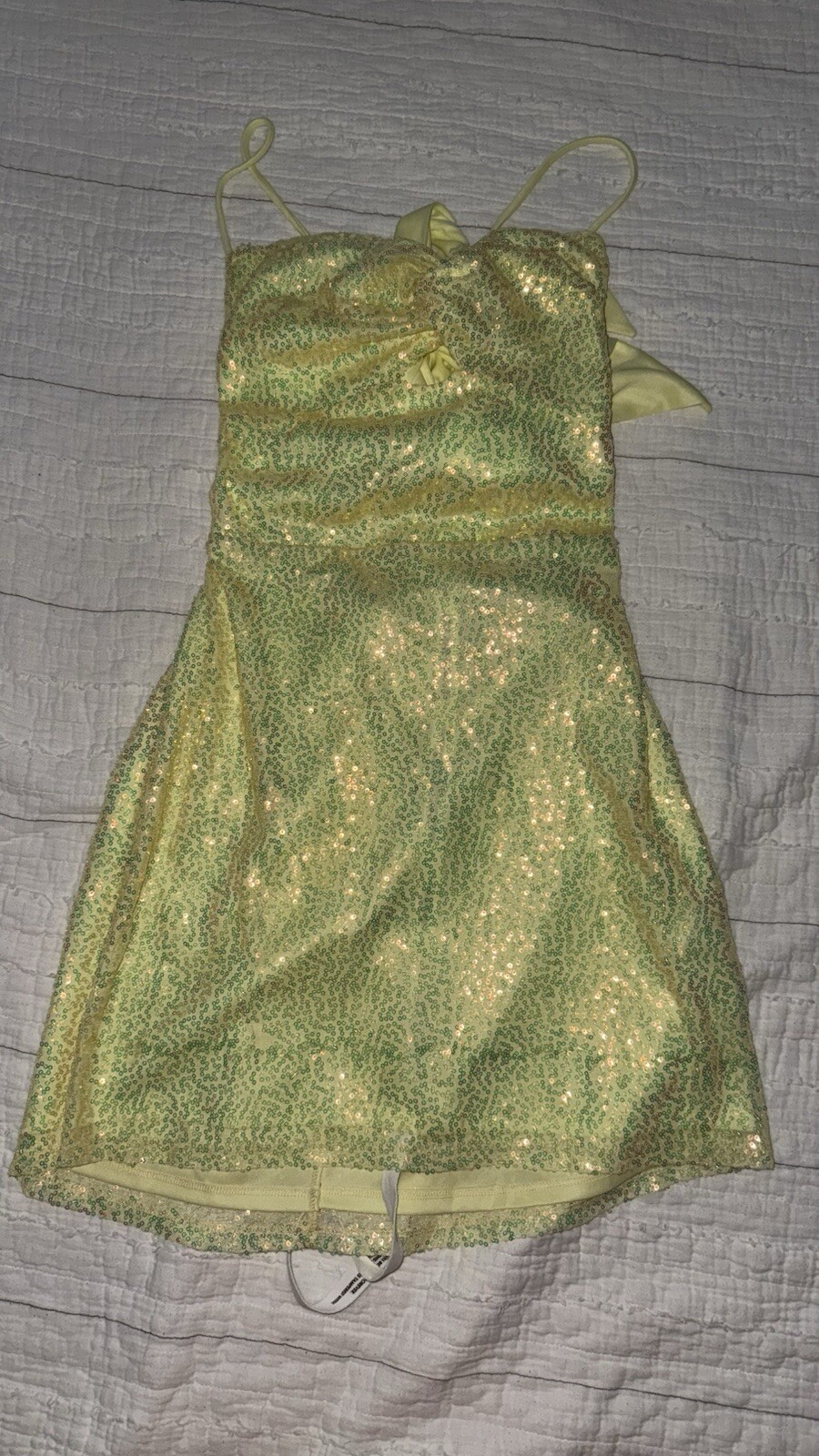 Lucy In The Sky Sequin Front Twist Bodycon Dress in Yellow