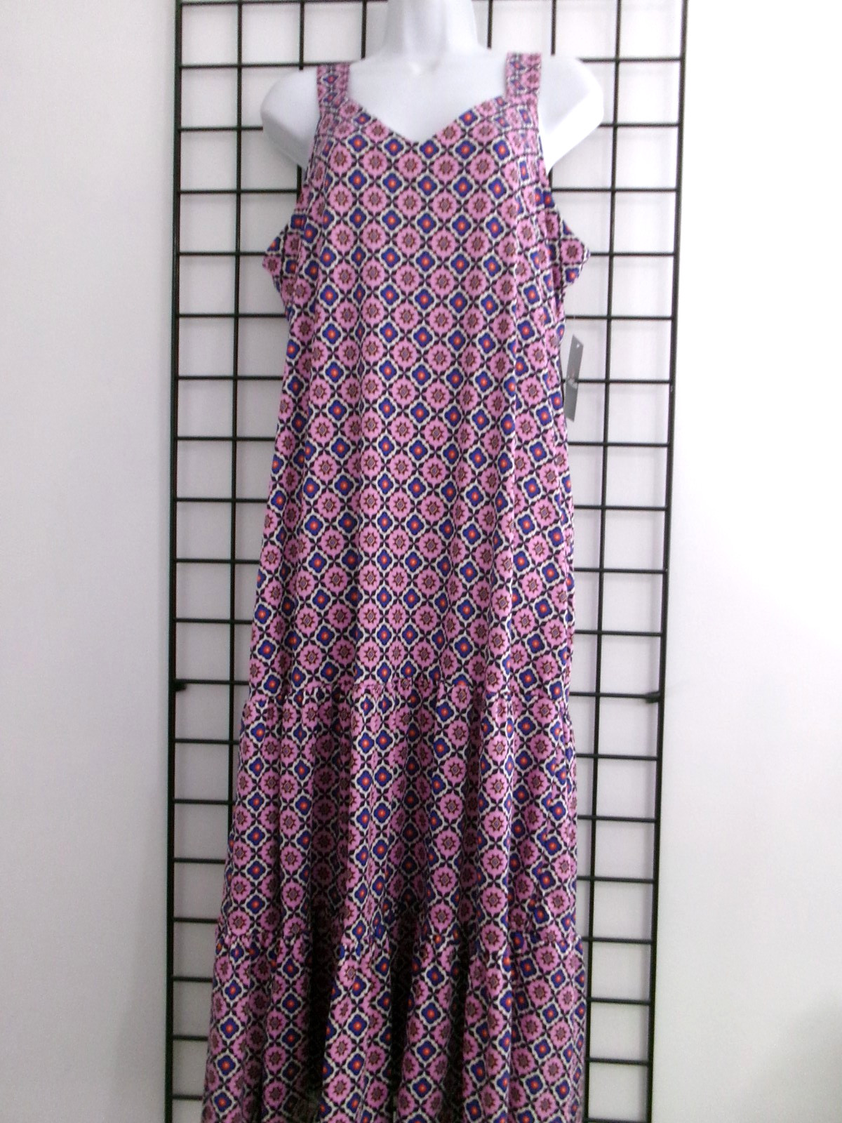 “NEW” CUDDLE DUDS 🌸 SIZE LARGE==PINK & BLUE PRINT / STRETCH KNIT / MAXI DRESS
