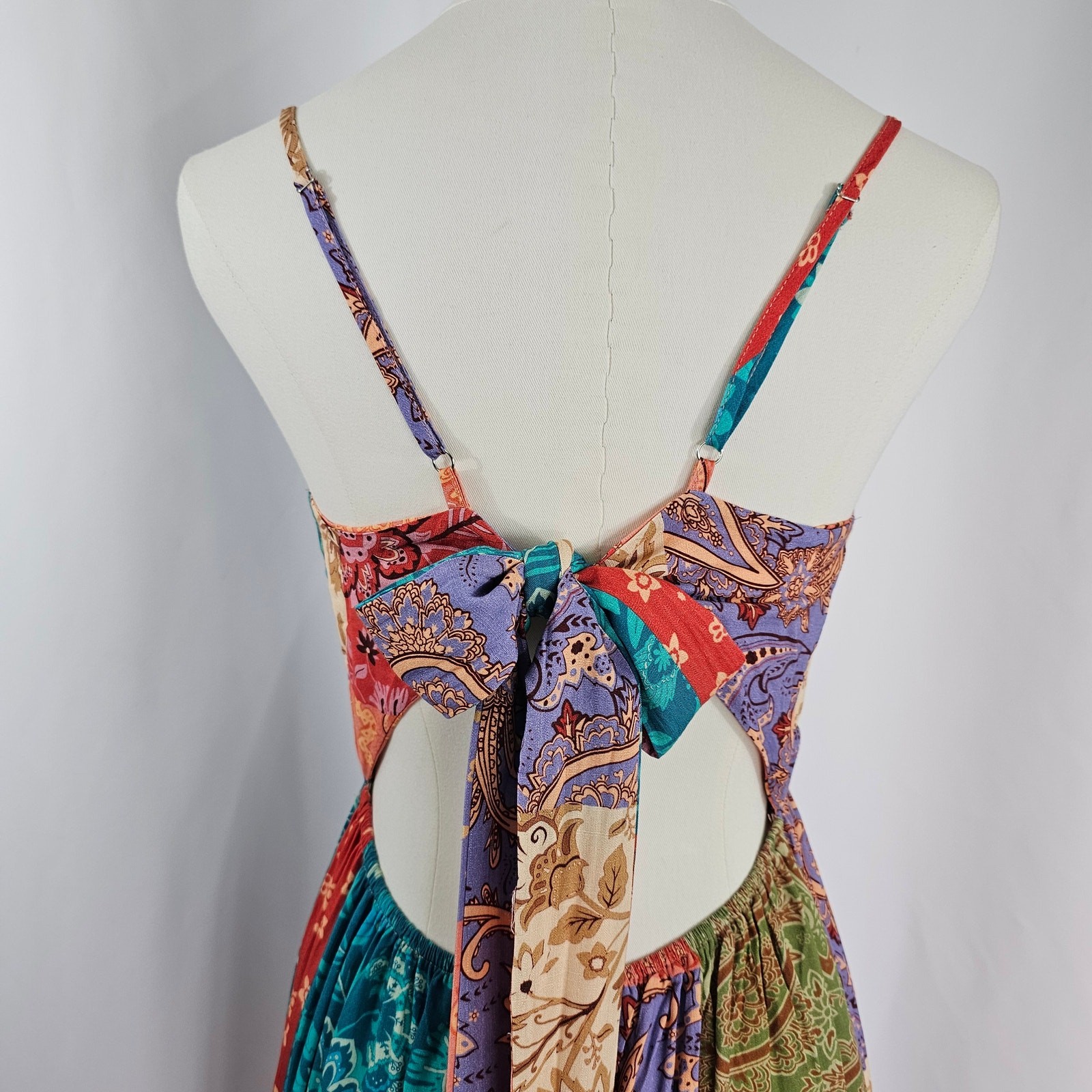 Cupshe Paisley Patchwork Sleeveless Front Slit Maxi Dress Women’s Size S NWT