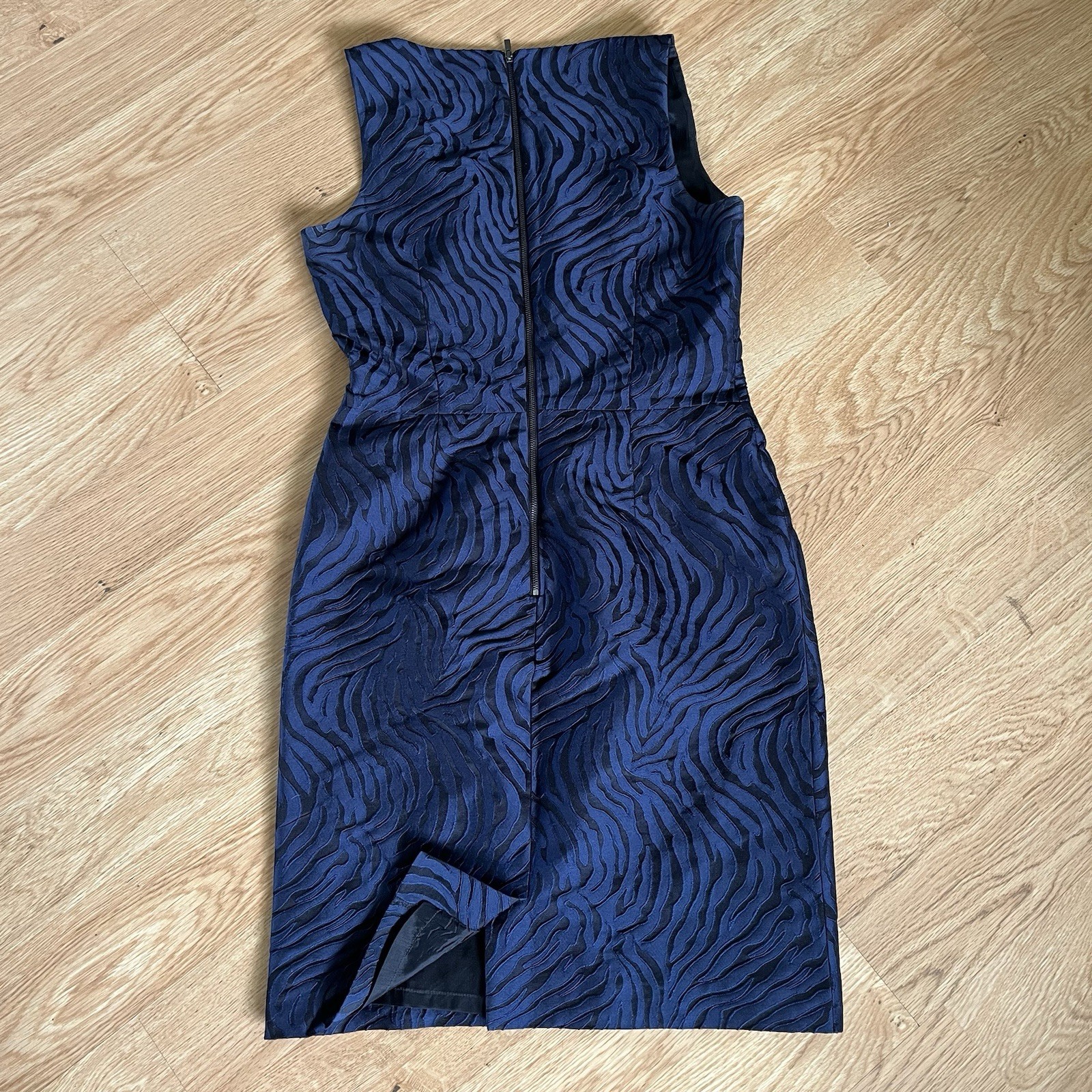 Banana Republic Womens Navy Black Zebra Stripe Square Neck Column Cocktail Dress
