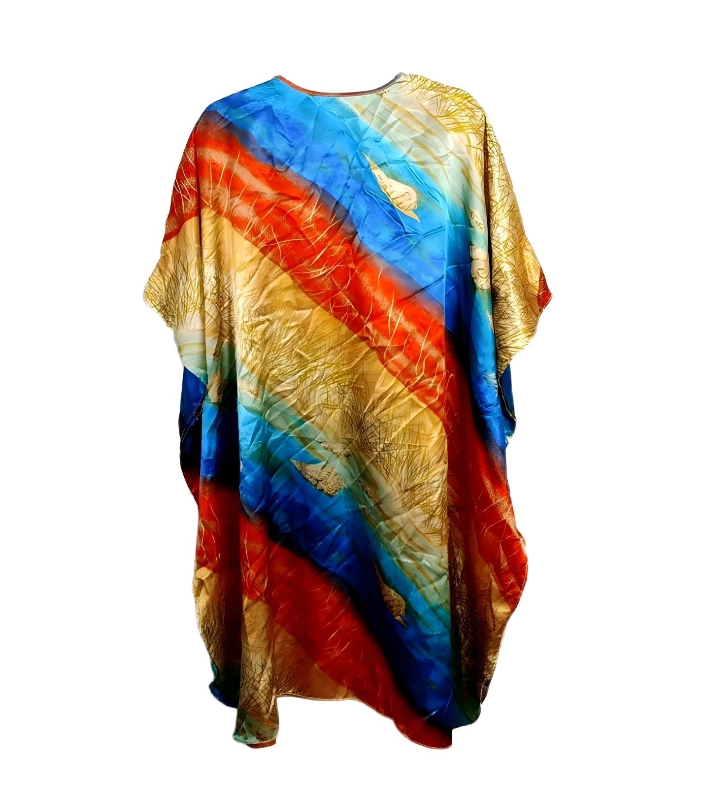 Winlar Kaftan One Size OS Knee Length Dress Sea Shell Beach Tropical V-Neck