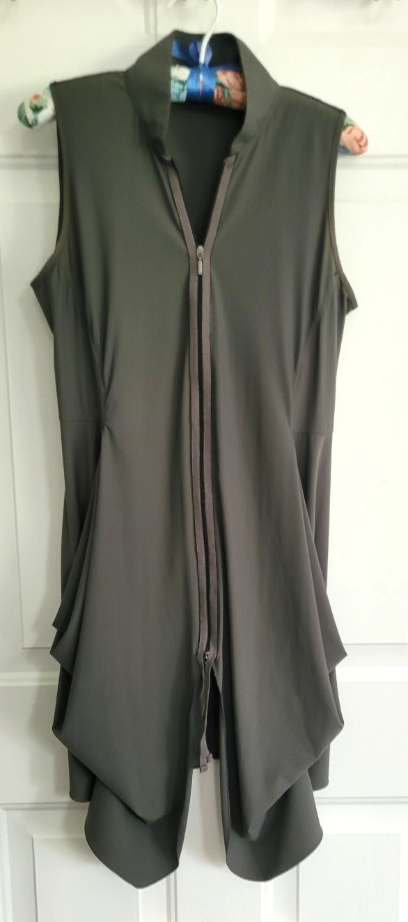 Sun Light Womens Khaki Green Sleeveless Round Neck Knee Length Dress Size S