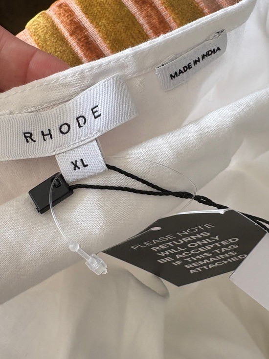 NWT RHODE “Claudine” Puff-Sleeve Wrap Mini Dress in White Sz X-Large