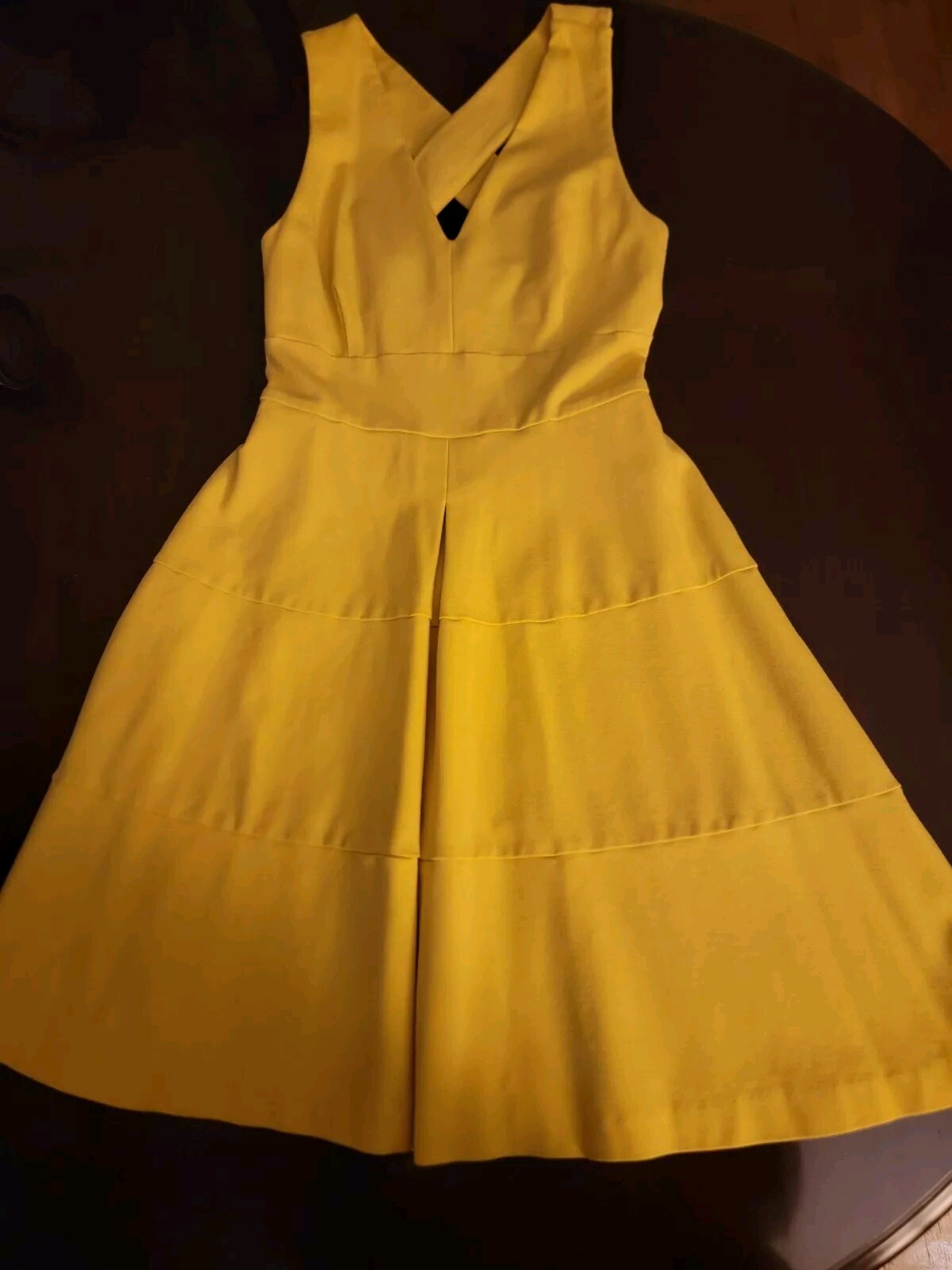 BANANA REPUBLIC Womens Sz 00P Yellow Criss Cross Fit Flare Sleeveless Dress