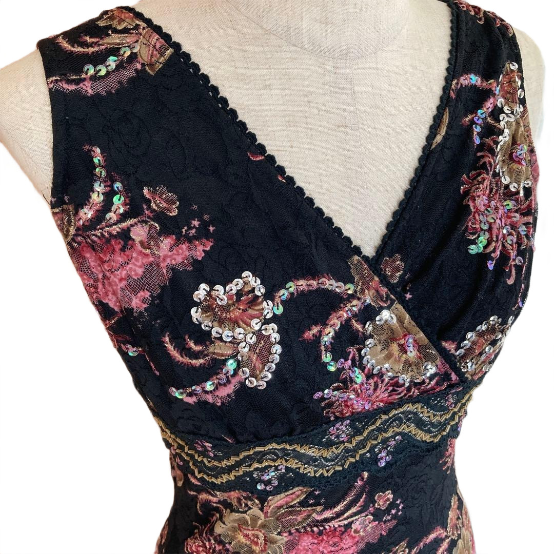 Beaded Sequin Asymmetrical Hem Handkerchief Dress – Fairycore Y2K Vintage