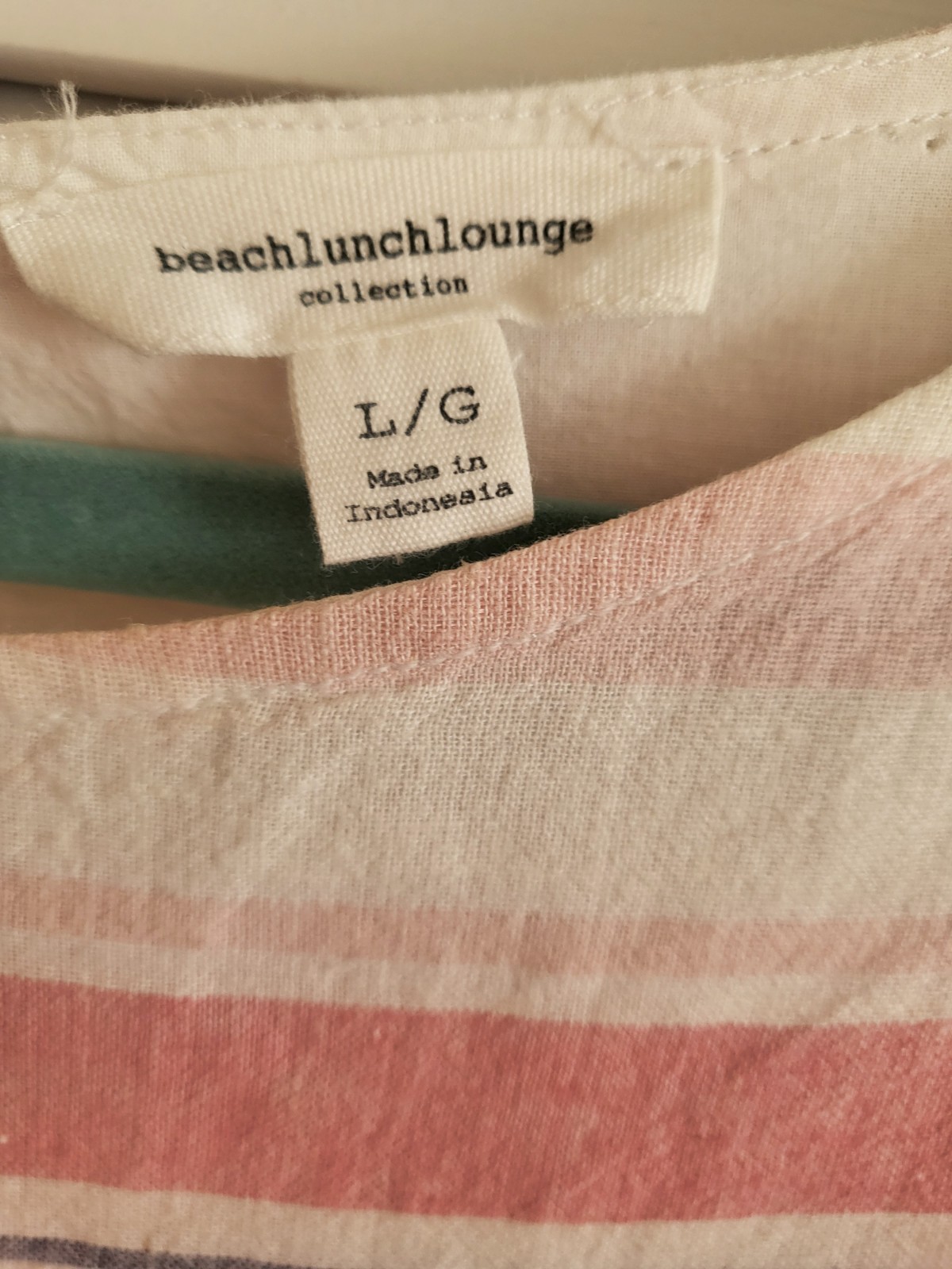 Beach Lunch Lounge Dress Womens Large Pink White Stripe Linen Blend Summer