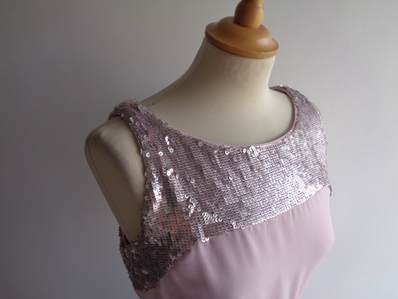 V Very pink silver sequined evening dress full length ballgown prom party UK10