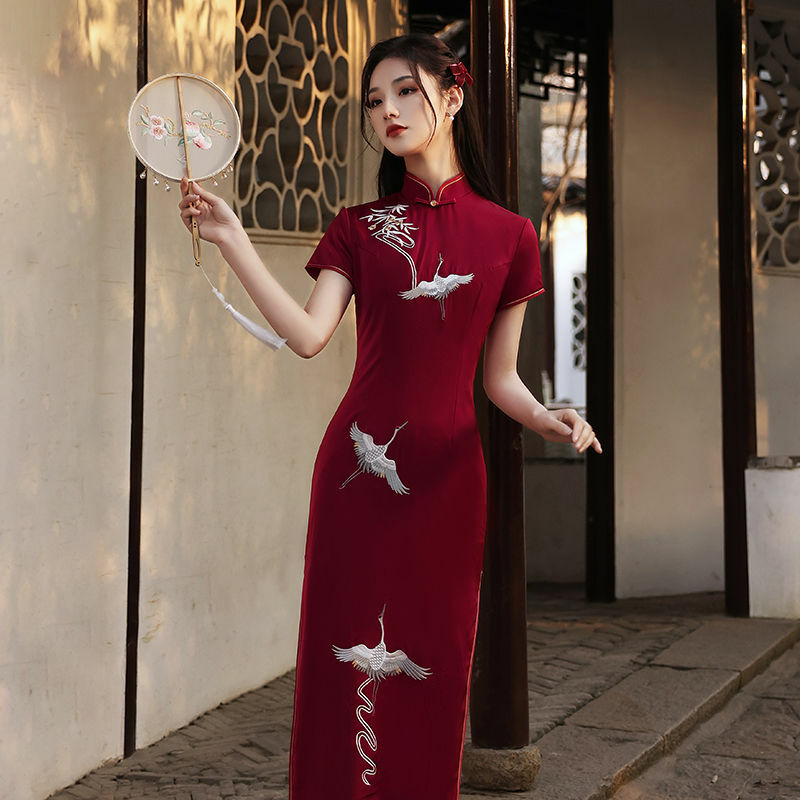 Chinese Traditional Oriental Dress Summer Black Modern Elegant Cheongsam Qipao