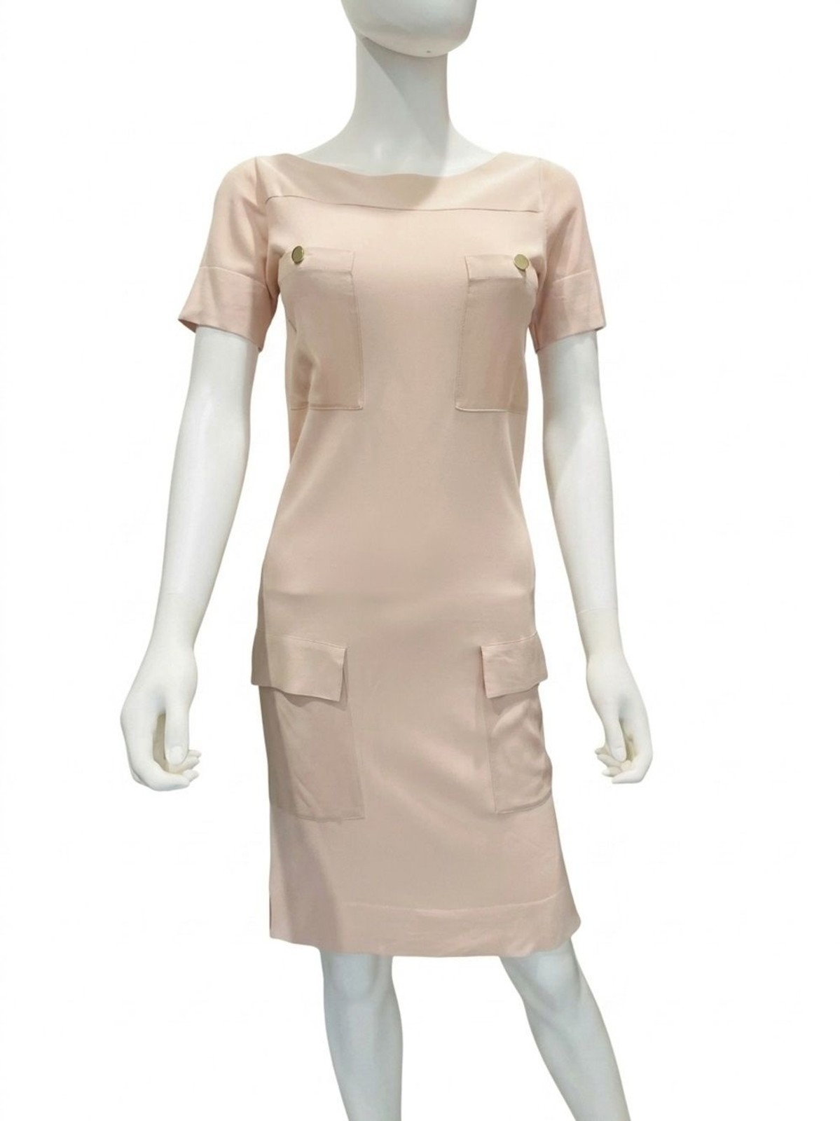 NWOT Lacoste Knit Dress Light Pink Pullover Short Sleeve Pockets XS 32