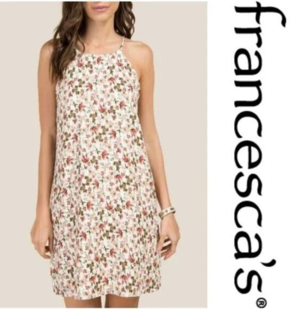 Francesca’s Everly Cream Floral Halter Sundress. NWT. Size Medium