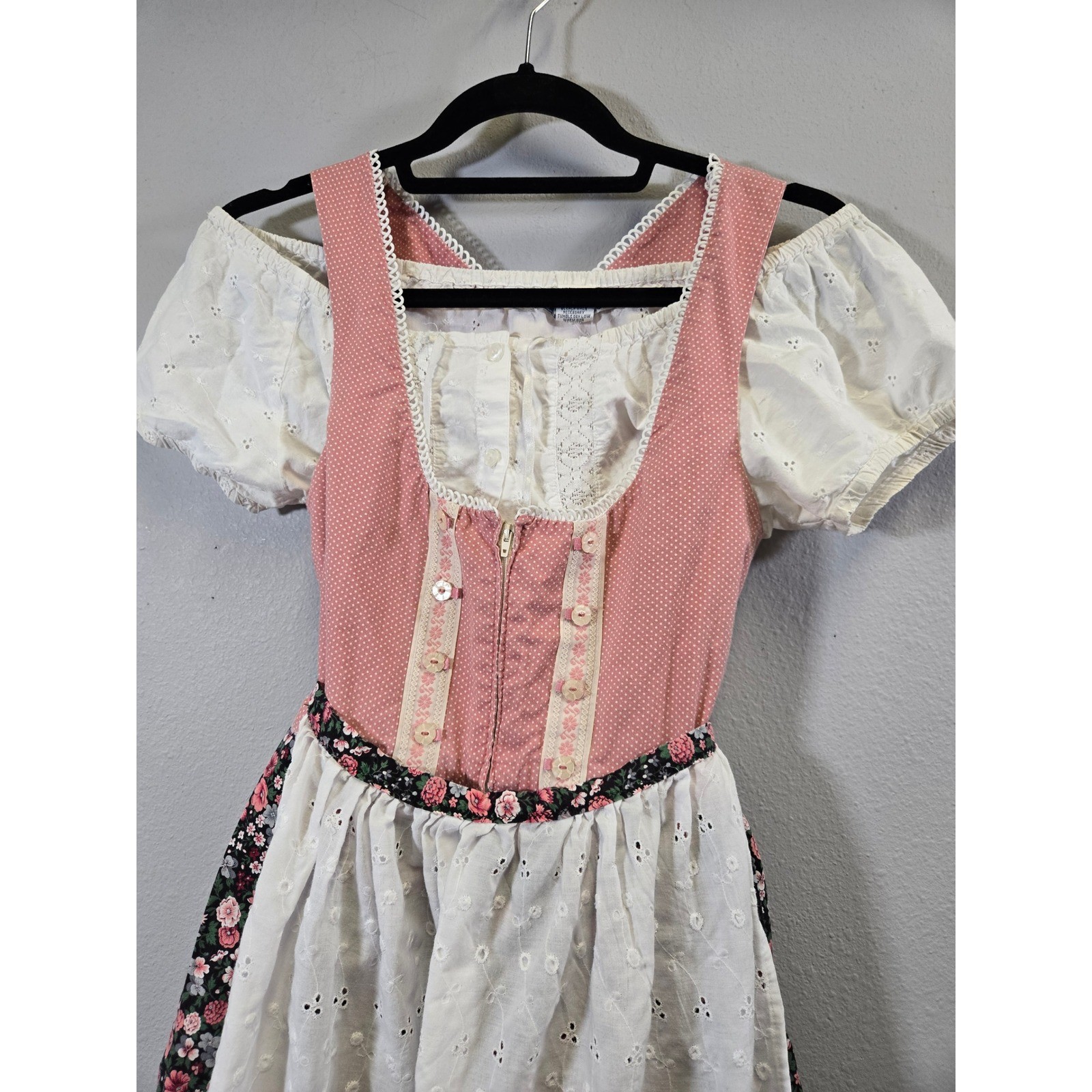 Unbranded Oktoberfest Dirndl German Folk Pink Floral Lace Dress Set Medium