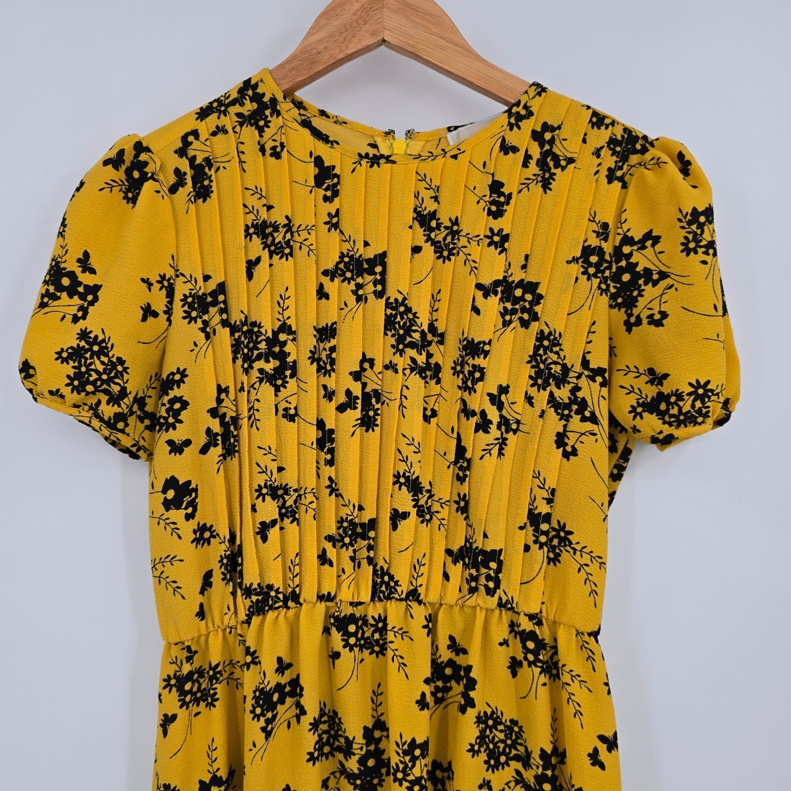 MICHAEL Michael Kors Womens Yellow Floral Butterfly Midi Dress Size Small