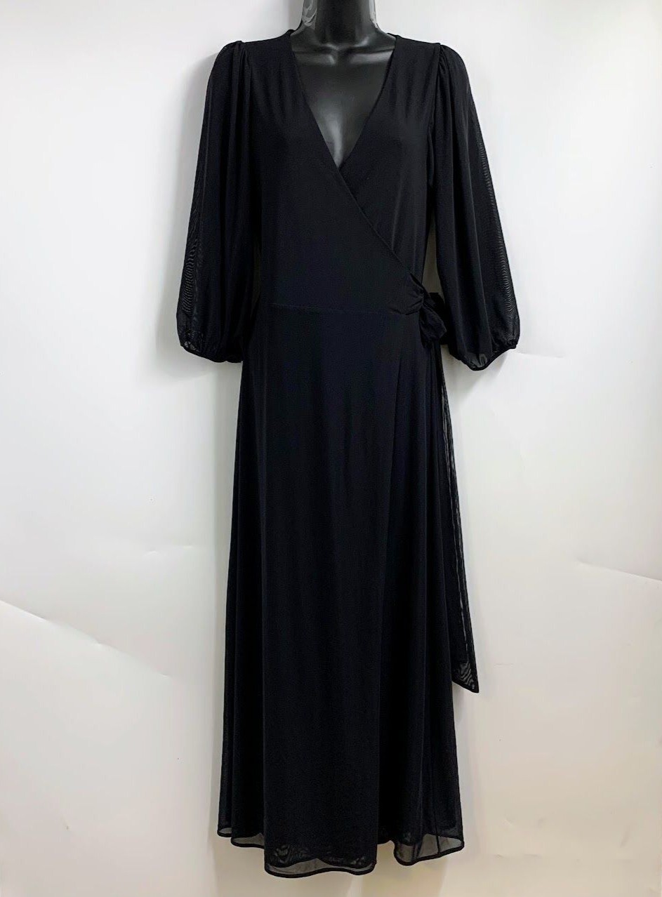 Aritzia Little Moon Women’s V Neck Puff Sheer Sleeve Long Dress Size S