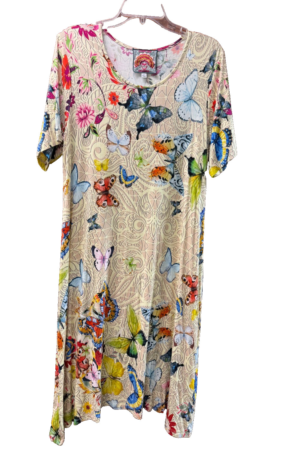 Johnny Was Butterfly Bamboo Swing Dress Womens L Boho Floral Large