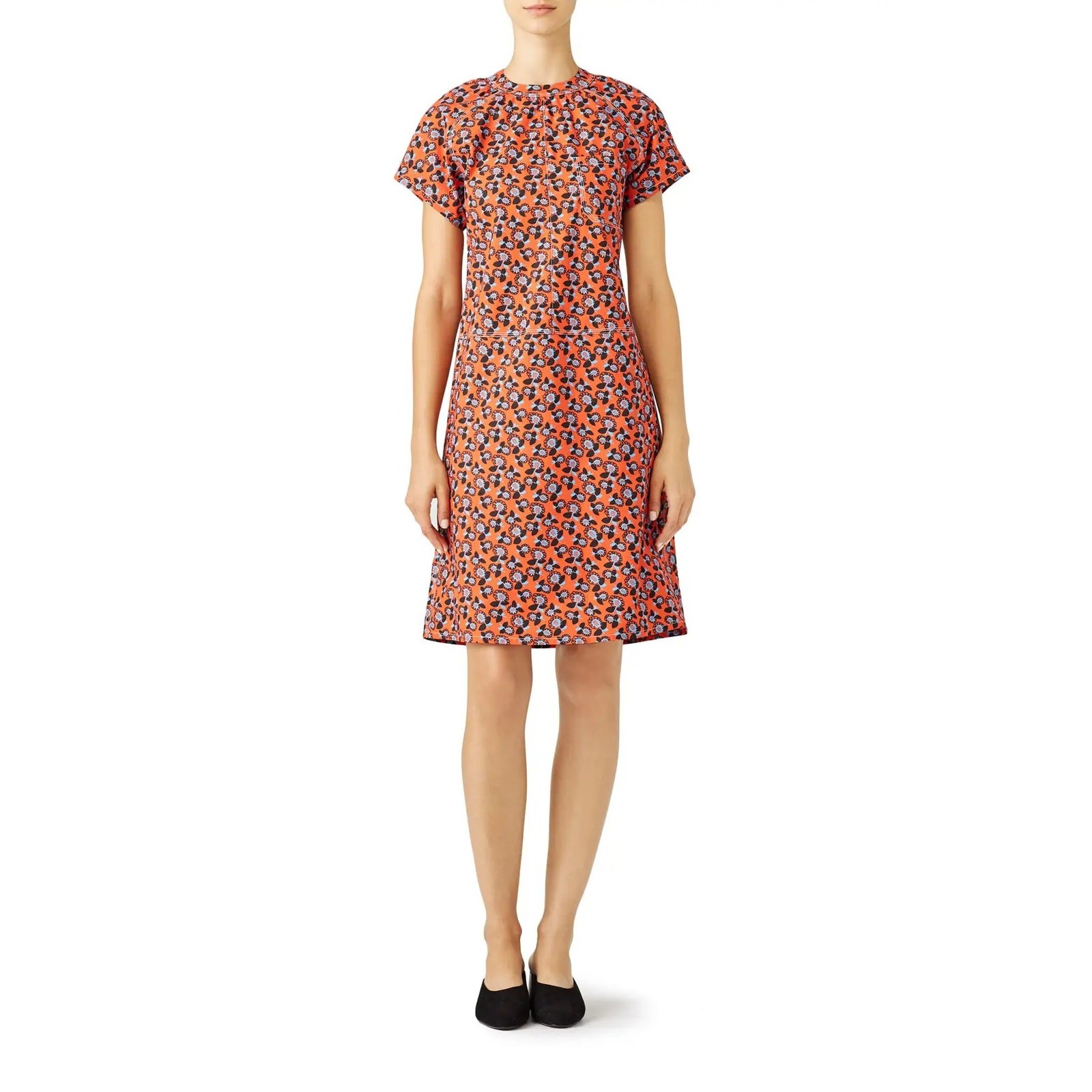 Marni Women’s Small Orange Floral Garden Shift Dress Party Boho Chic Italy S5-9