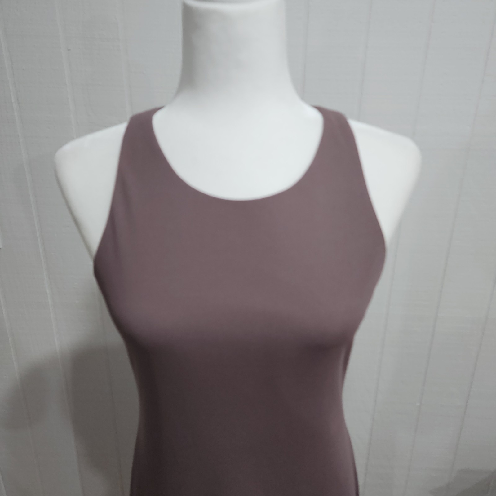 Laundry Shelli Segal Dress Size 12 Taupe Criss Cross Open Back Pullover Lined