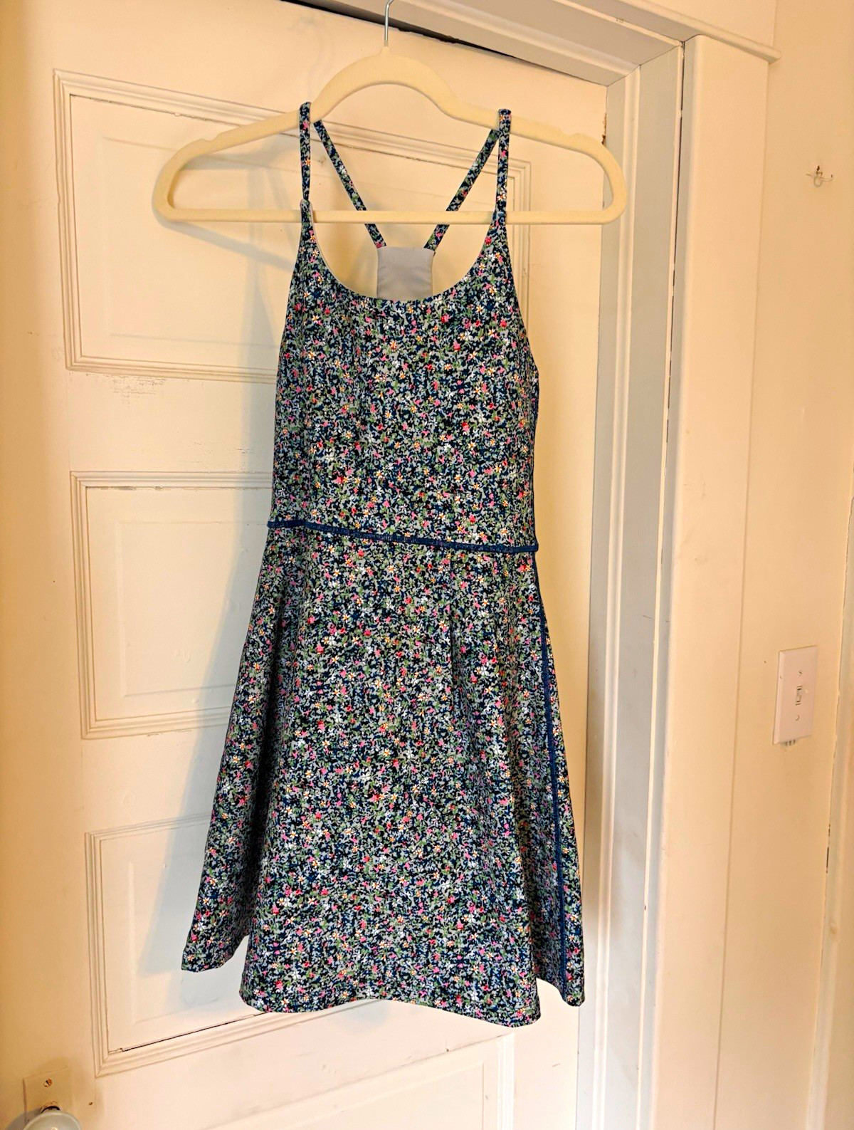 SAGE Collective XS Blue Multicolor Floral Fit & Flare Tennis Dress