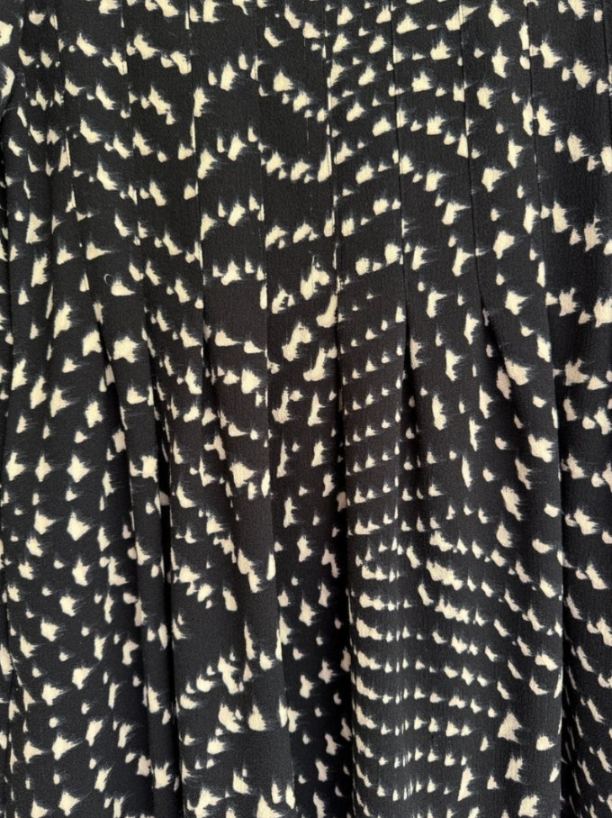 Bitte Kai Rand Black White Abstract Print Midi Dress Sz M Long Sleeve